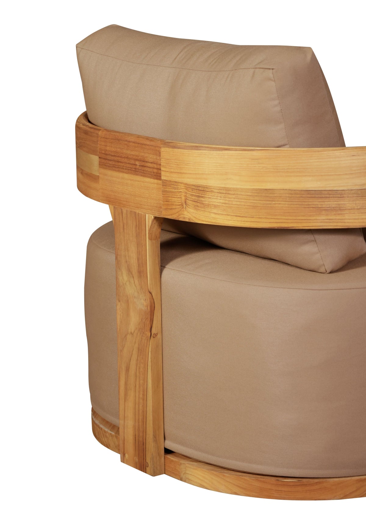 Eclipse Outdoor Solid Teak Wood Revolving Chair - Light Brown Fabric