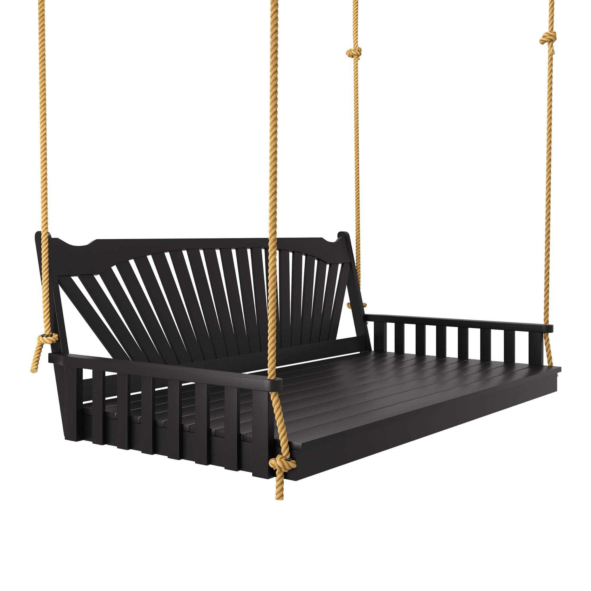 Keystone Amish Co. 5 Foot Sunburst Porch Swing Bed, Black Paint