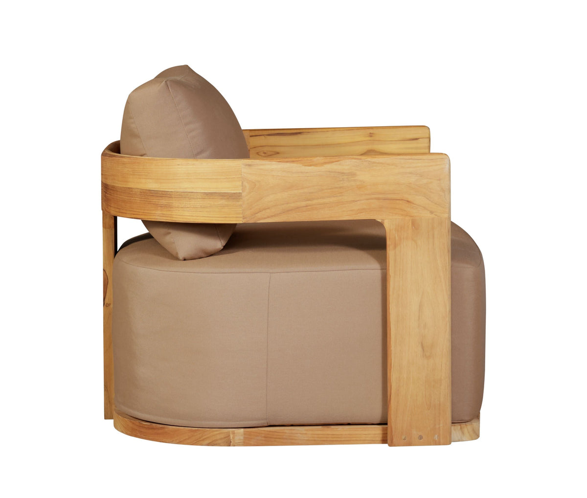 Eclipse Outdoor Solid Teak Wood Revolving Chair - Light Brown Fabric