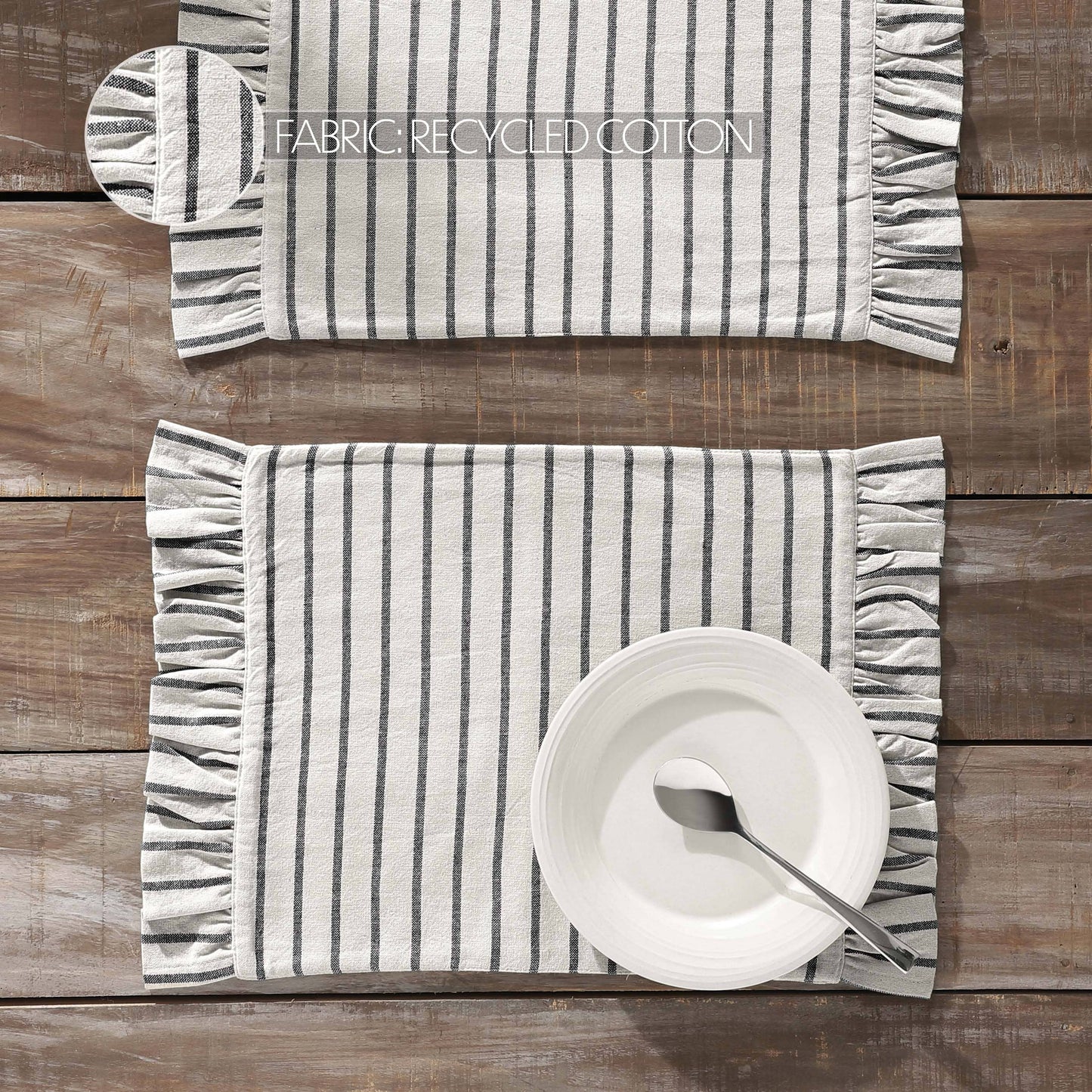 Kaila Ticking Stripe Ruffled Placemat Set of 2