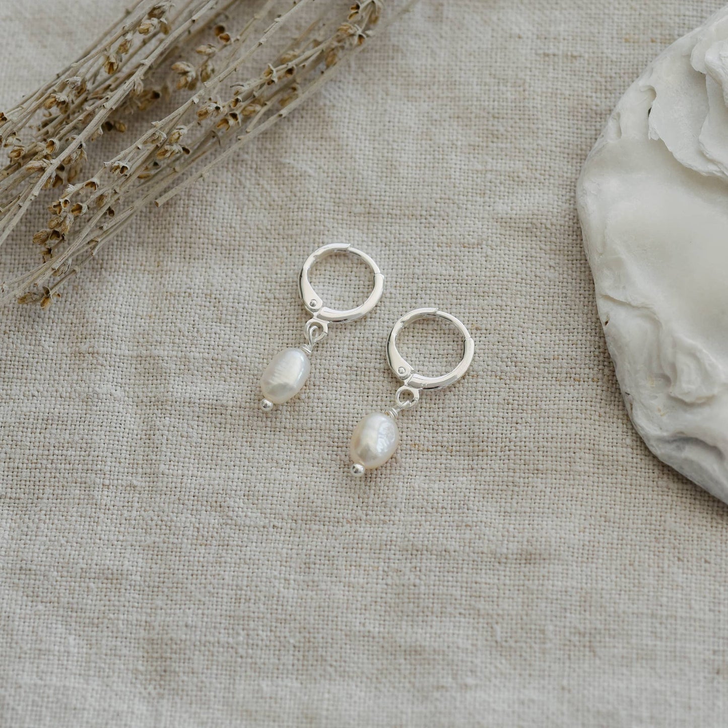 Bitsy Hoops-White Pearl