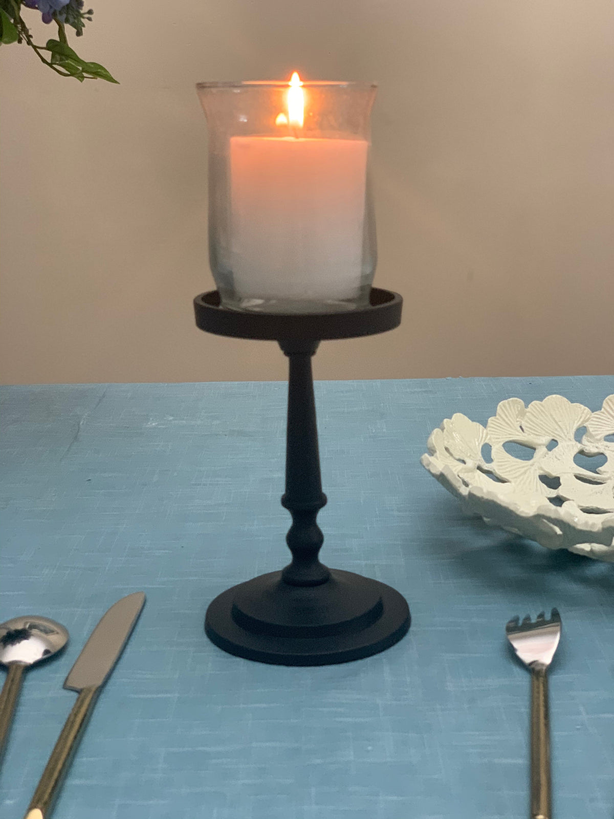 Vibhsa Pillar Candle Holder | Matte Black, 7"H, Fits 3.5" Candles