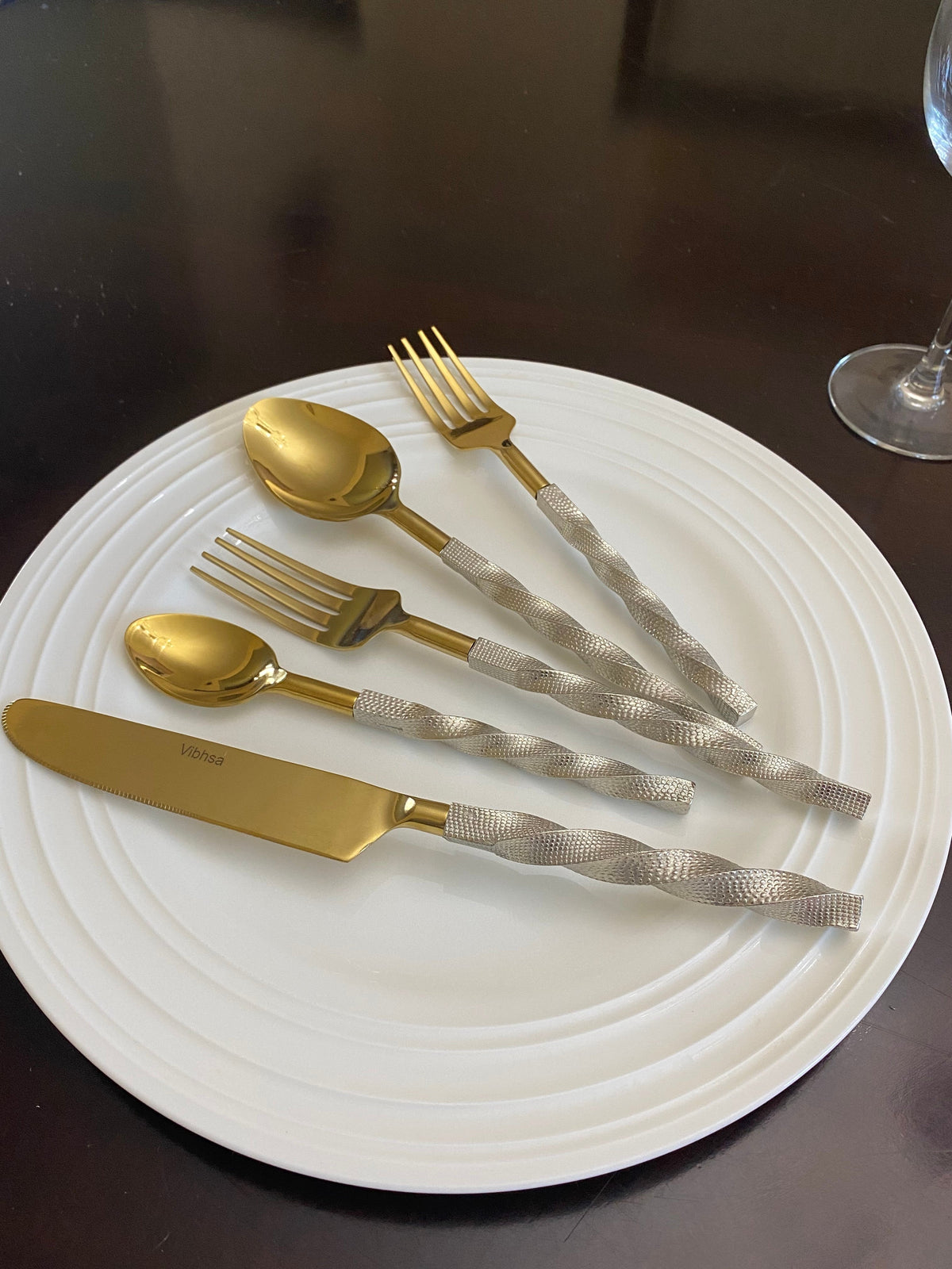 Vibhsa Gold Stainless Steel Flatware Set of 20 PC