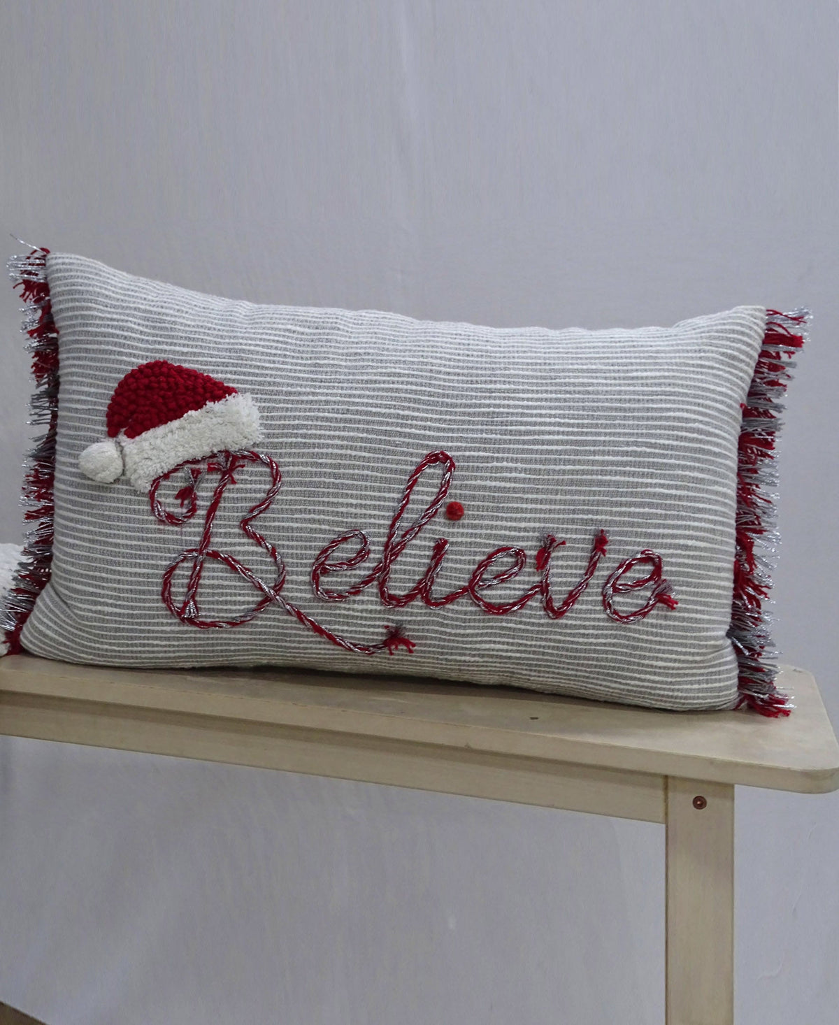 Vibhsa Christmas Throw Pillow for couch- Believe 14" x 24"