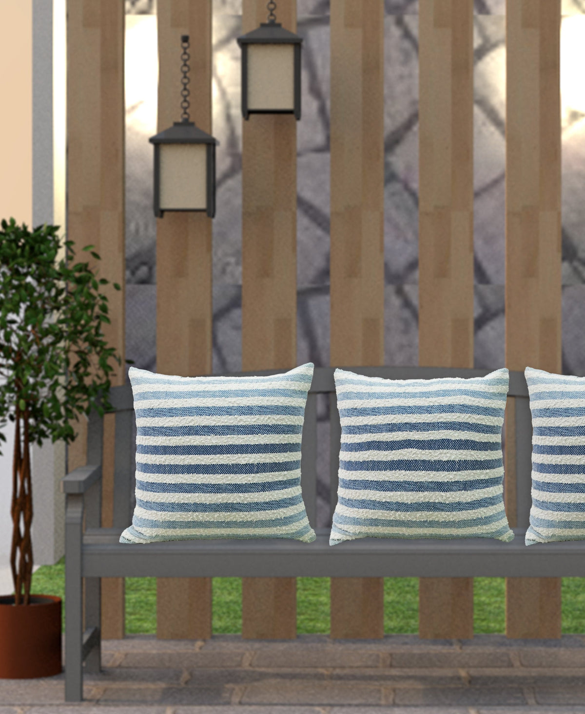 Vibhsa 100% Cotton Ombre Textured Stripe Pillow