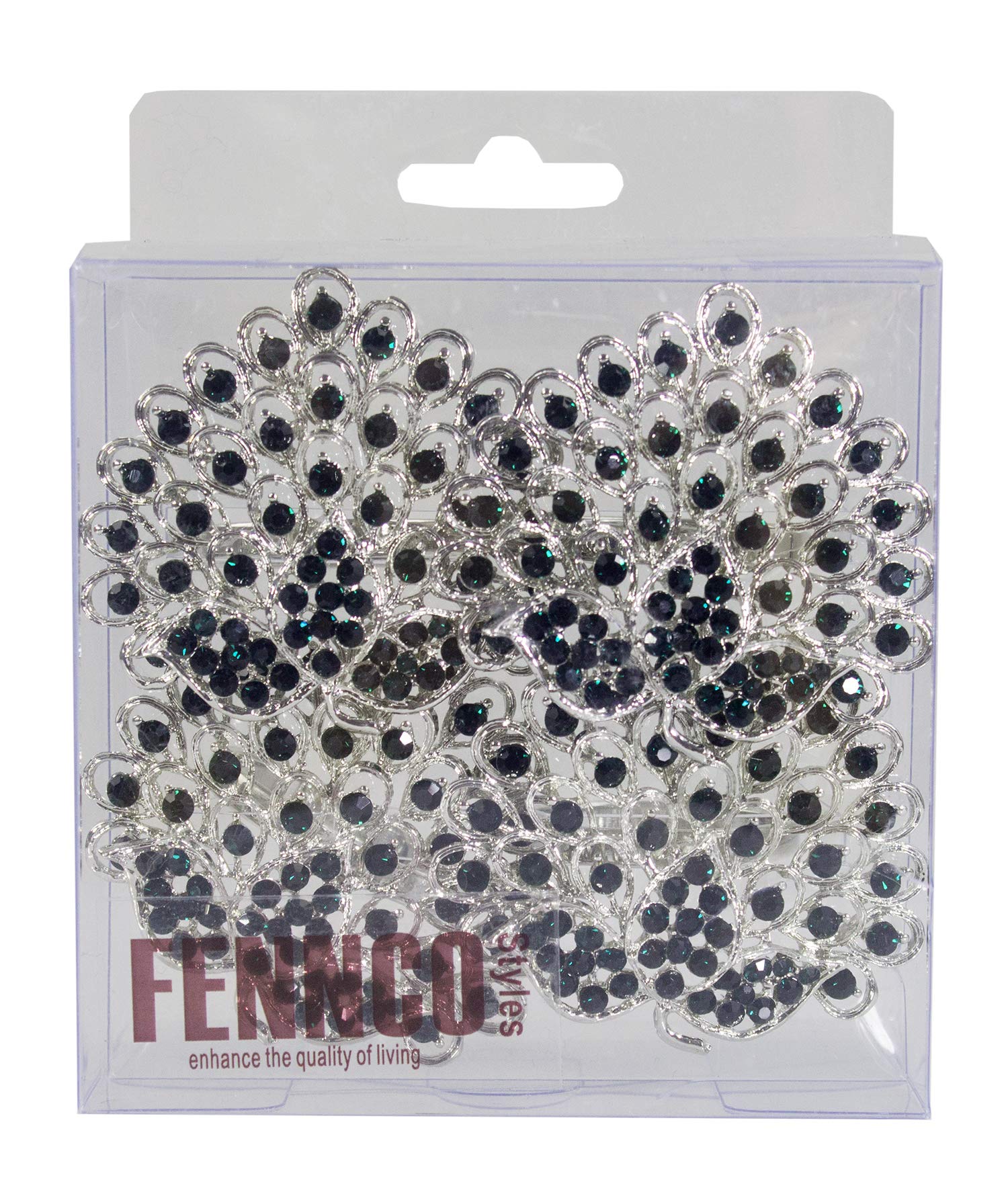 Fennco Styles Rhinestone Crystal Flower Napkin Rings Wedding Holiday Table Decoration - Set of 4