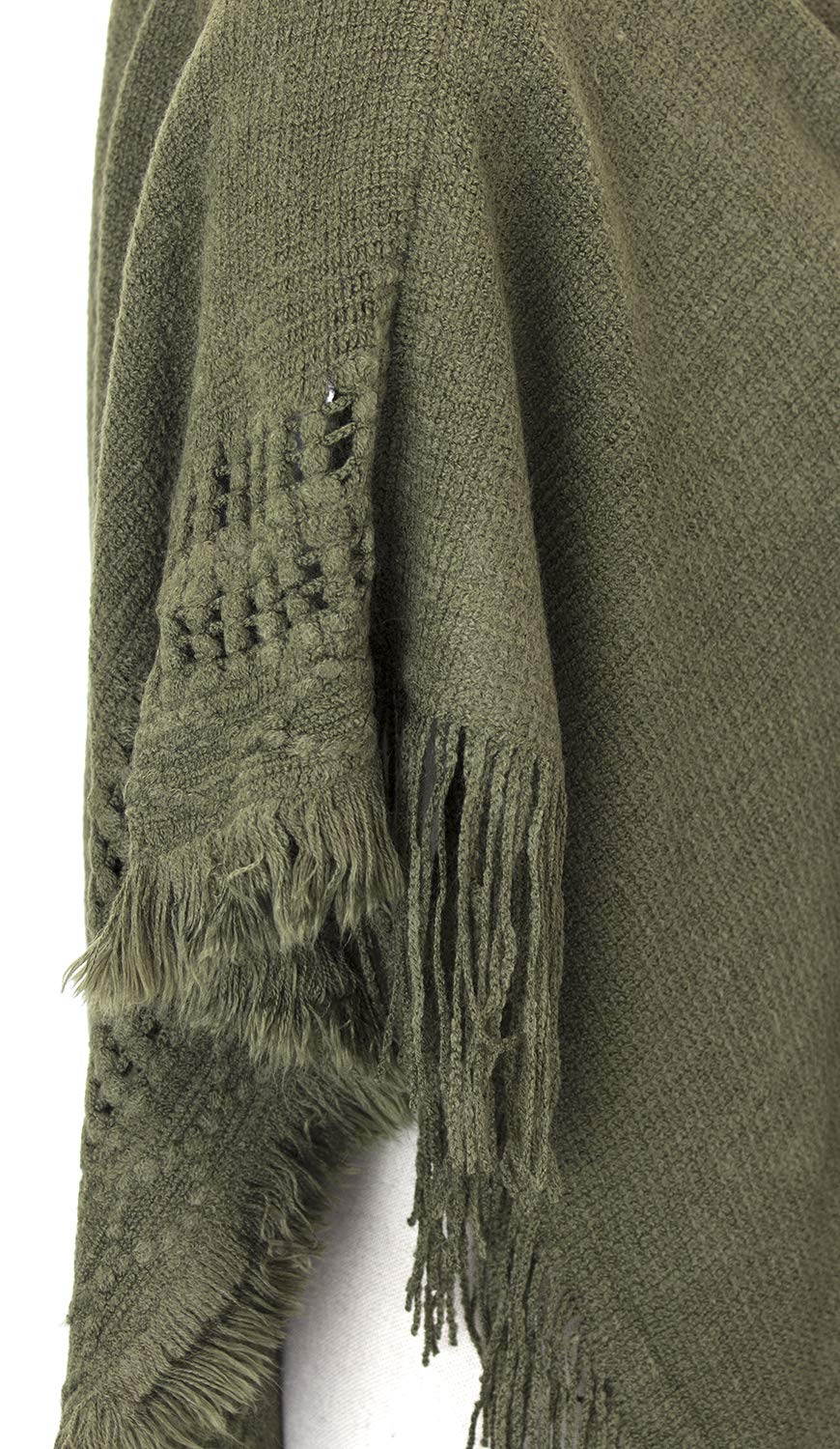 Styles I Love Women Fringed Lace Up Hooded Poncho Pullover Cardigan Soft Wrap for Winter Season