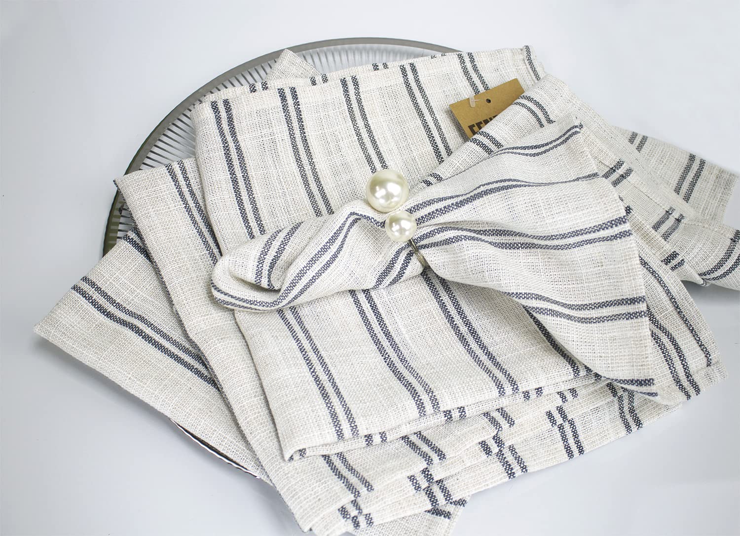 Fennco Styles Modern Striped Linen Blend Table Runner 16" W x 54" L - Beige Woven Table Cover for Home Décor, Dining Table, Banquets, Family Gathering and Special Events
