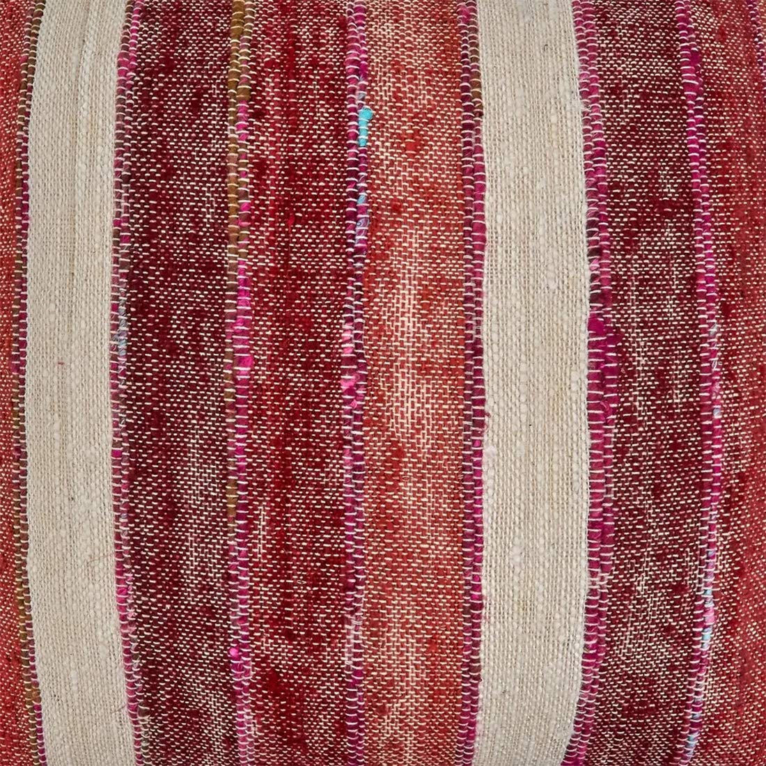 Woven Chindi Striped Fringe 100% Cotton Decorative Throw Pillow Cover 16 x 24 Inch - Blue Throw Pillow Case for Home, Couch, Living Room and Bedroom Décor