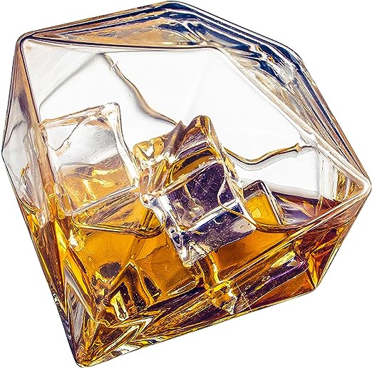 Diamond Whiskey Glasses Scotch Bourbon Or Wine Glasses Set Of 2 10 Oz Old Fashion El