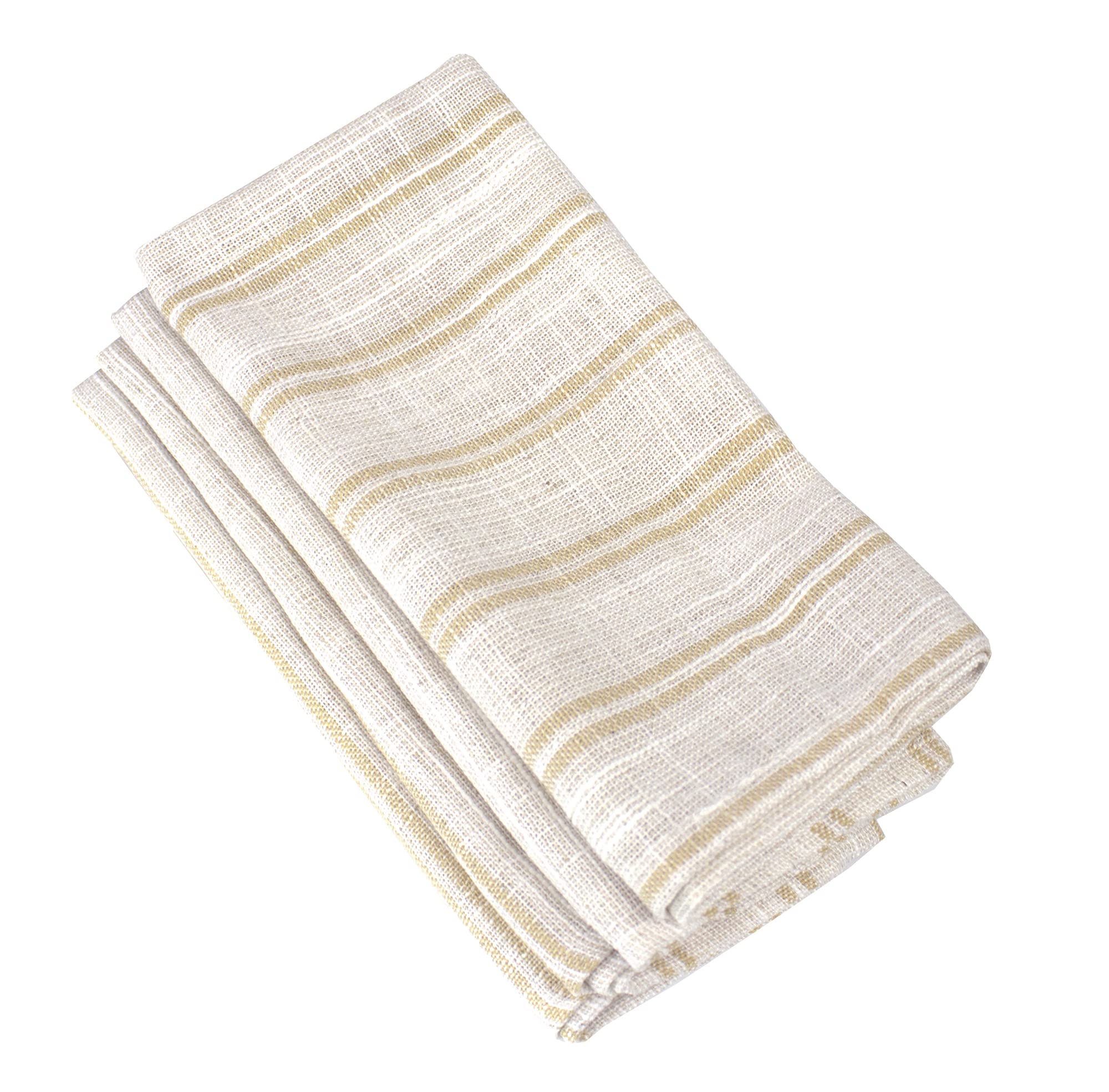 Fennco Styles Modern Striped Linen Blend Table Runner 16" W x 54" L - Beige Woven Table Cover for Home Décor, Dining Table, Banquets, Family Gathering and Special Events