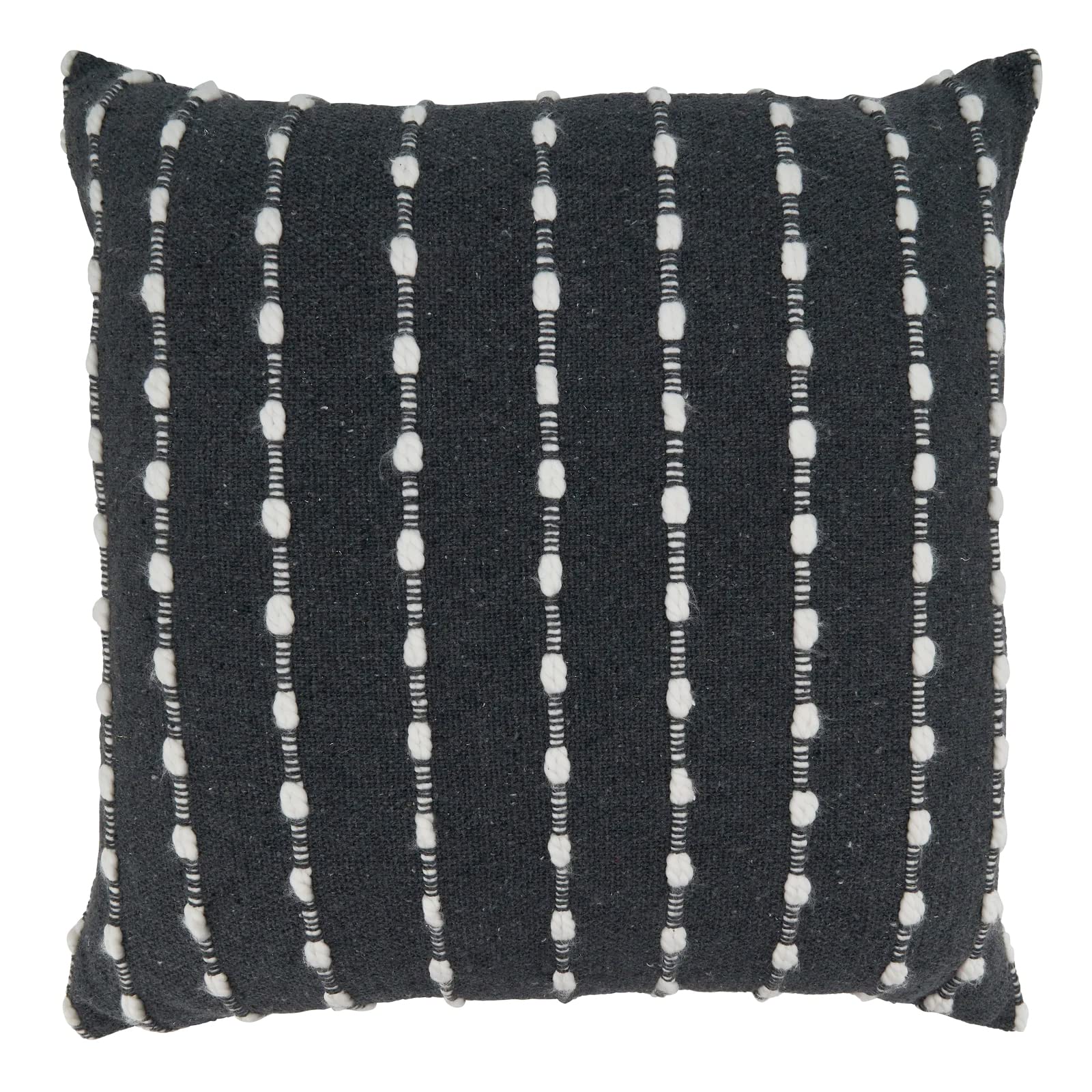 Fennco Styles Textured Woven Striped Throw Pillow 16" W x 24" L - Black Cushion for Home, Couch, Bedroom, Living Room and Office Décor
