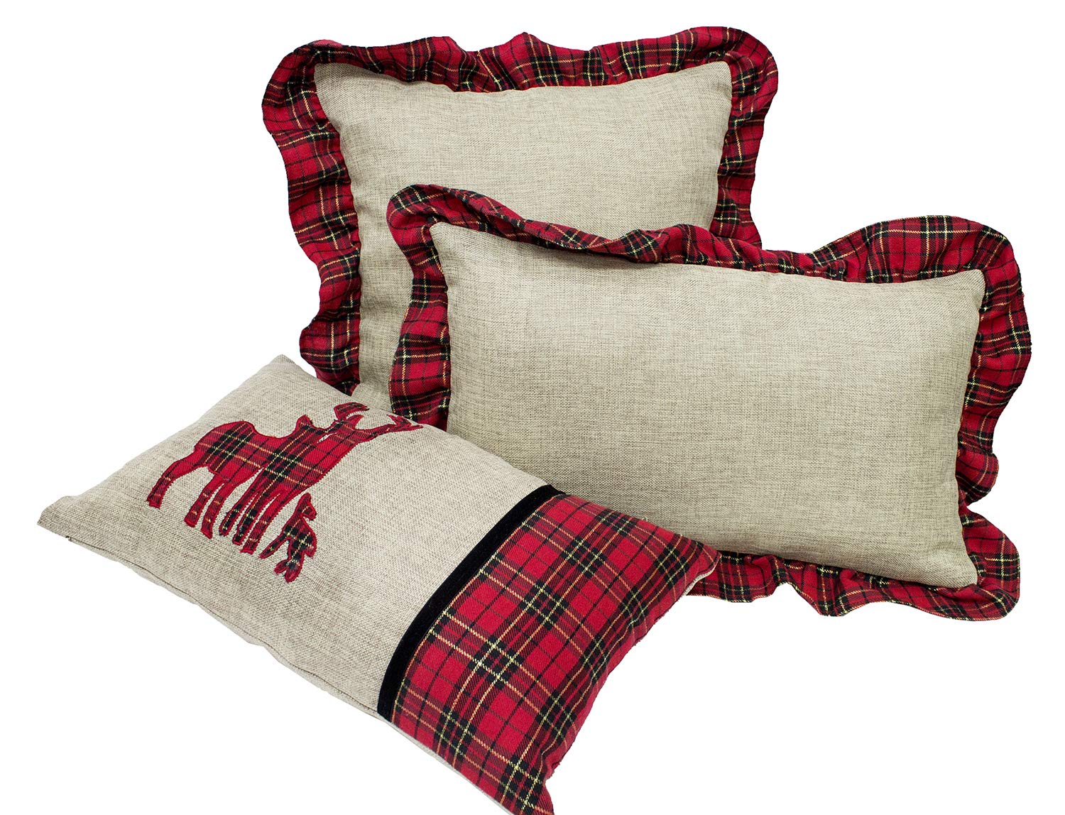 Fennco Styles Holiday Deer Tartan Plaid Christmas Decorative Filled Throw Pillow