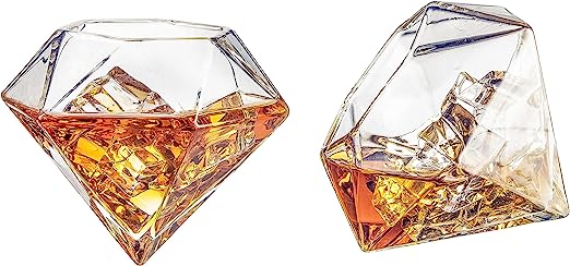 Set Of 4 Diamond Whiskey Wine Glasses 10OZ Wine Whiskey Water Diamond Shaped Diamonds Collection Spa