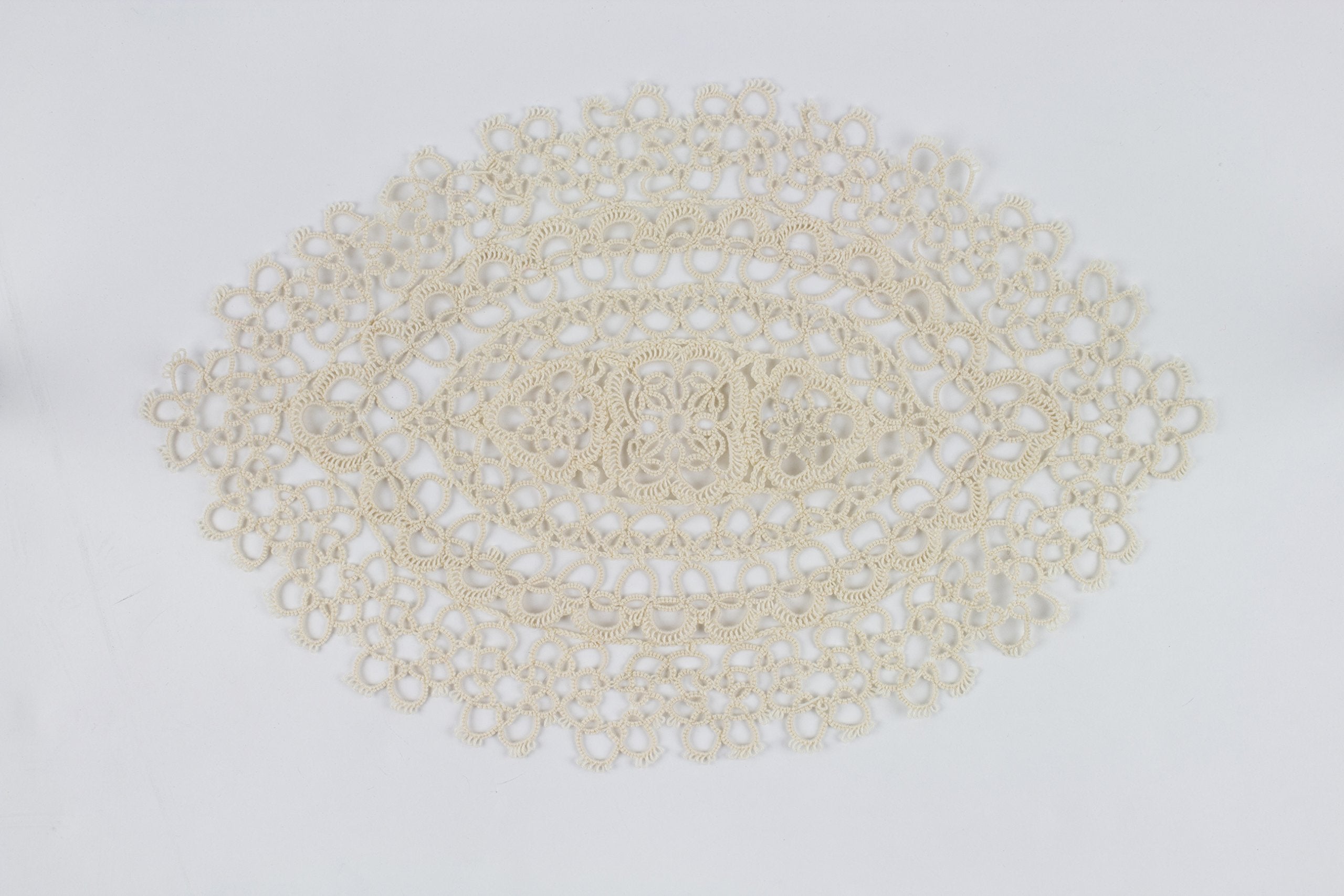 Fennco Styles Handmade All-Over Tatted Lace Doilies, 10-inch Heart Shaped, White Color, Set of 4