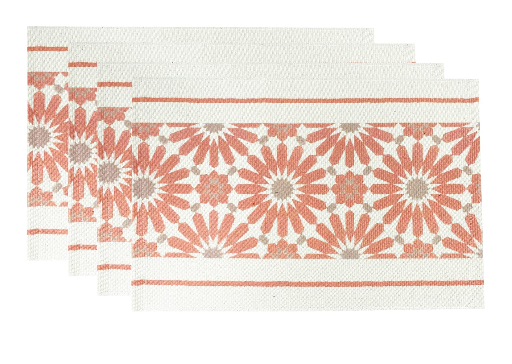 Fennco Styles Diamond Print Braided Cotton Placemats 14" W x 19" L, Set of 4
