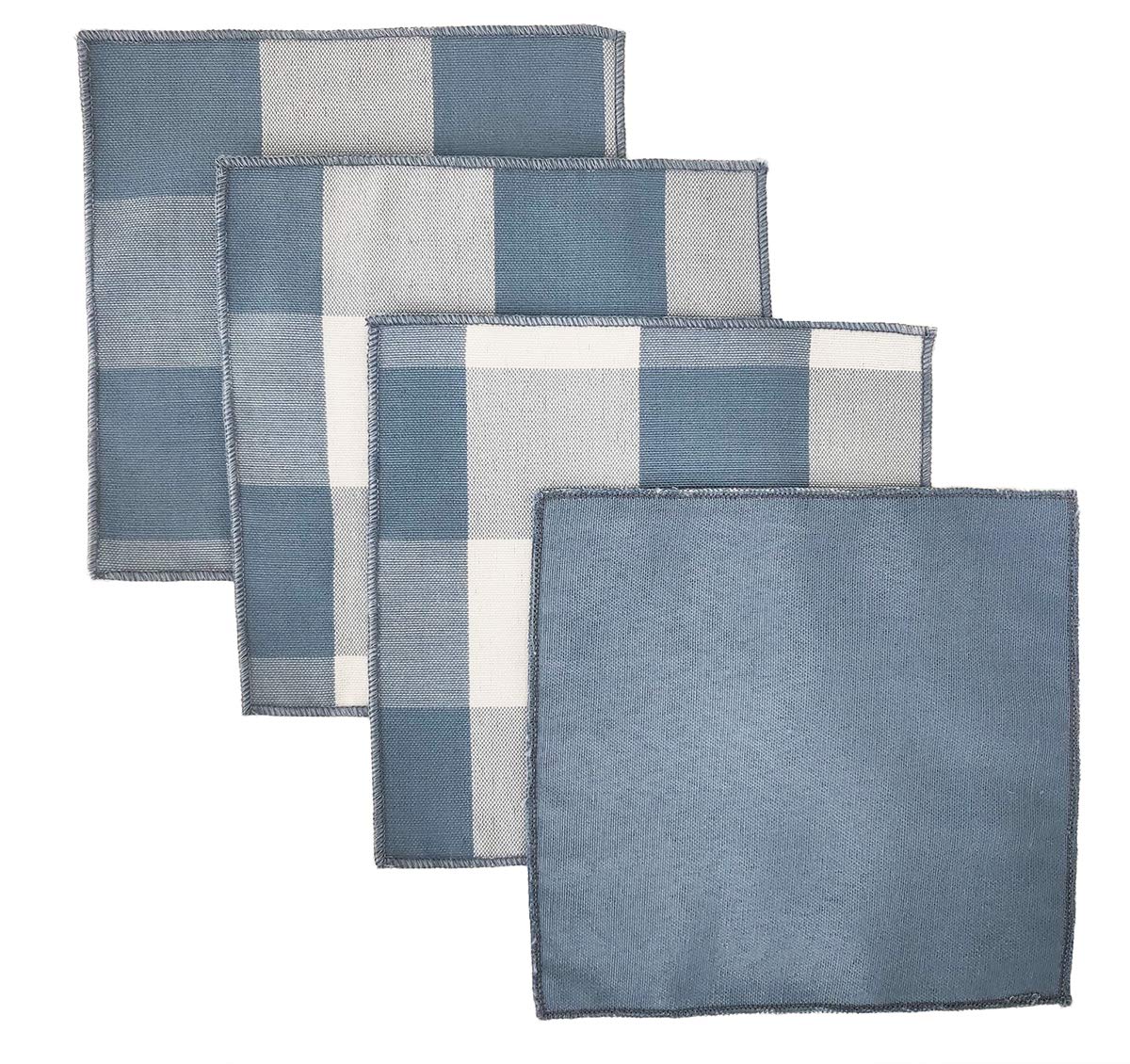 Fennco Styles Buffalo Check Double Layers Reversible Coasters 6"W x 6"L, Set of 4 - Handmade in USA - Plaid Cocktail Napkins for Everyday Use and Special Occasion