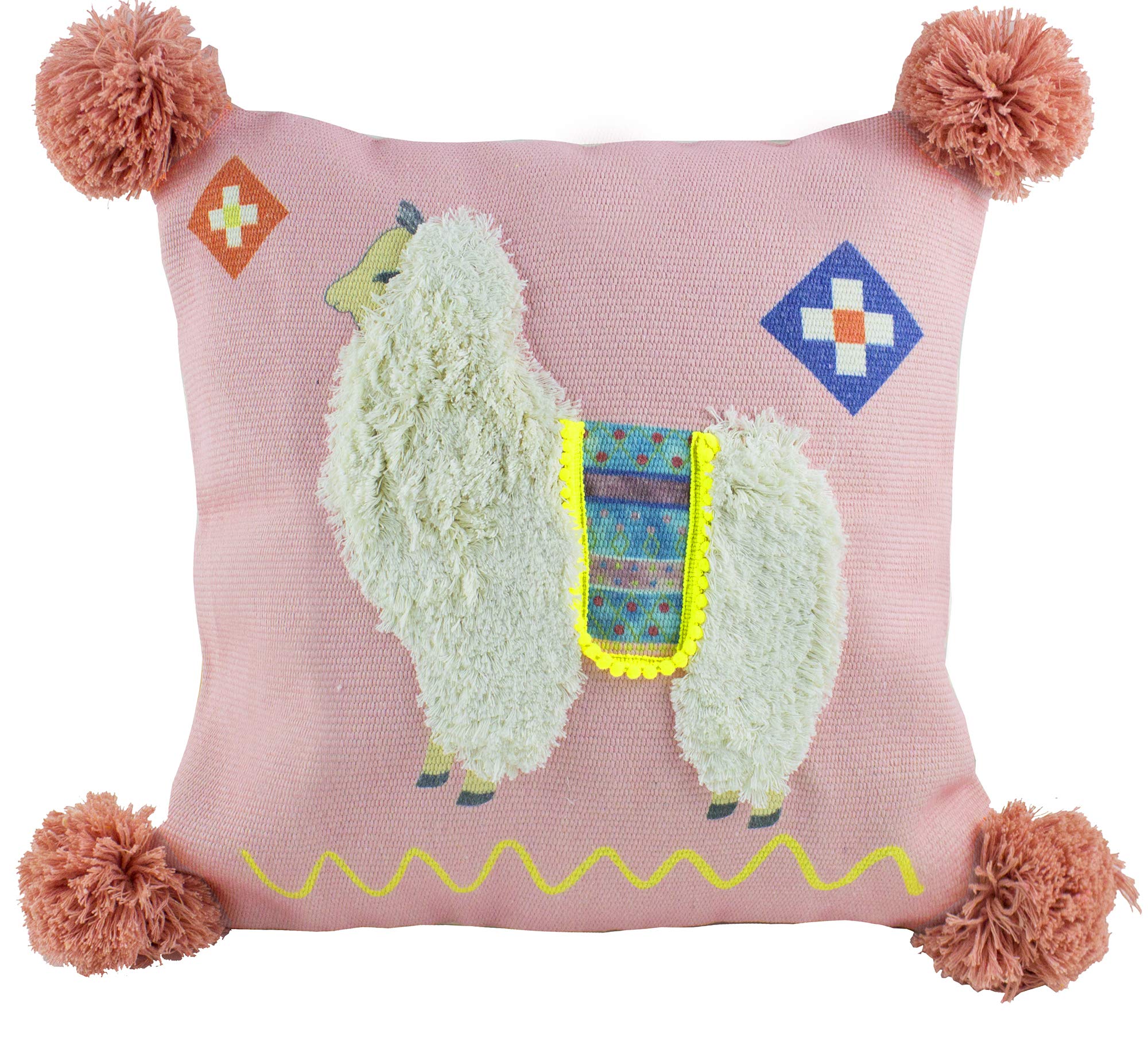 Fennco Styles Woven Applique Indoor Throw Pillow - Square 17 x 17 Inch Decorative Throw Pillow - Cozy Accent Pillow for Couch, Bedroom and Living Room Décor