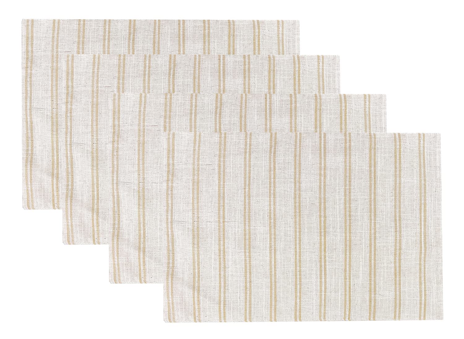 Fennco Styles Modern Striped Linen Blend Table Runner 16" W x 54" L - Beige Woven Table Cover for Home Décor, Dining Table, Banquets, Family Gathering and Special Events