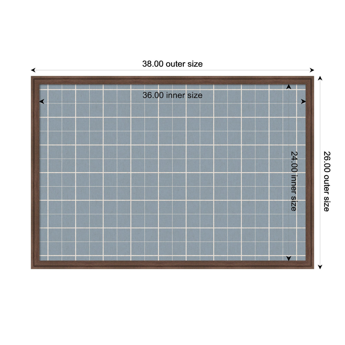 Framed Fabric Pinboard Light Blue Plaid Wall Organization