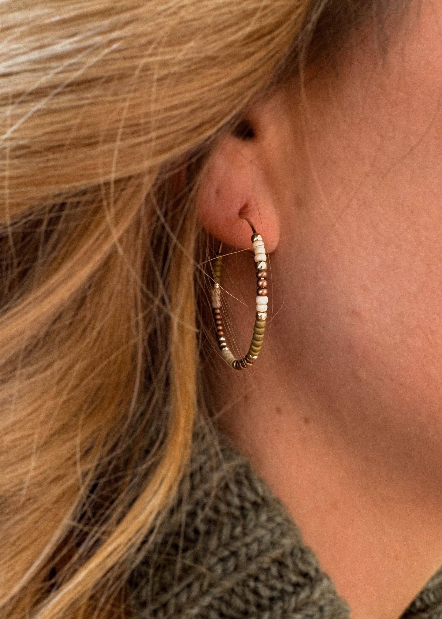 Fall Edition - Beaded Hoop Earrings - Hypoallergenic, Boho