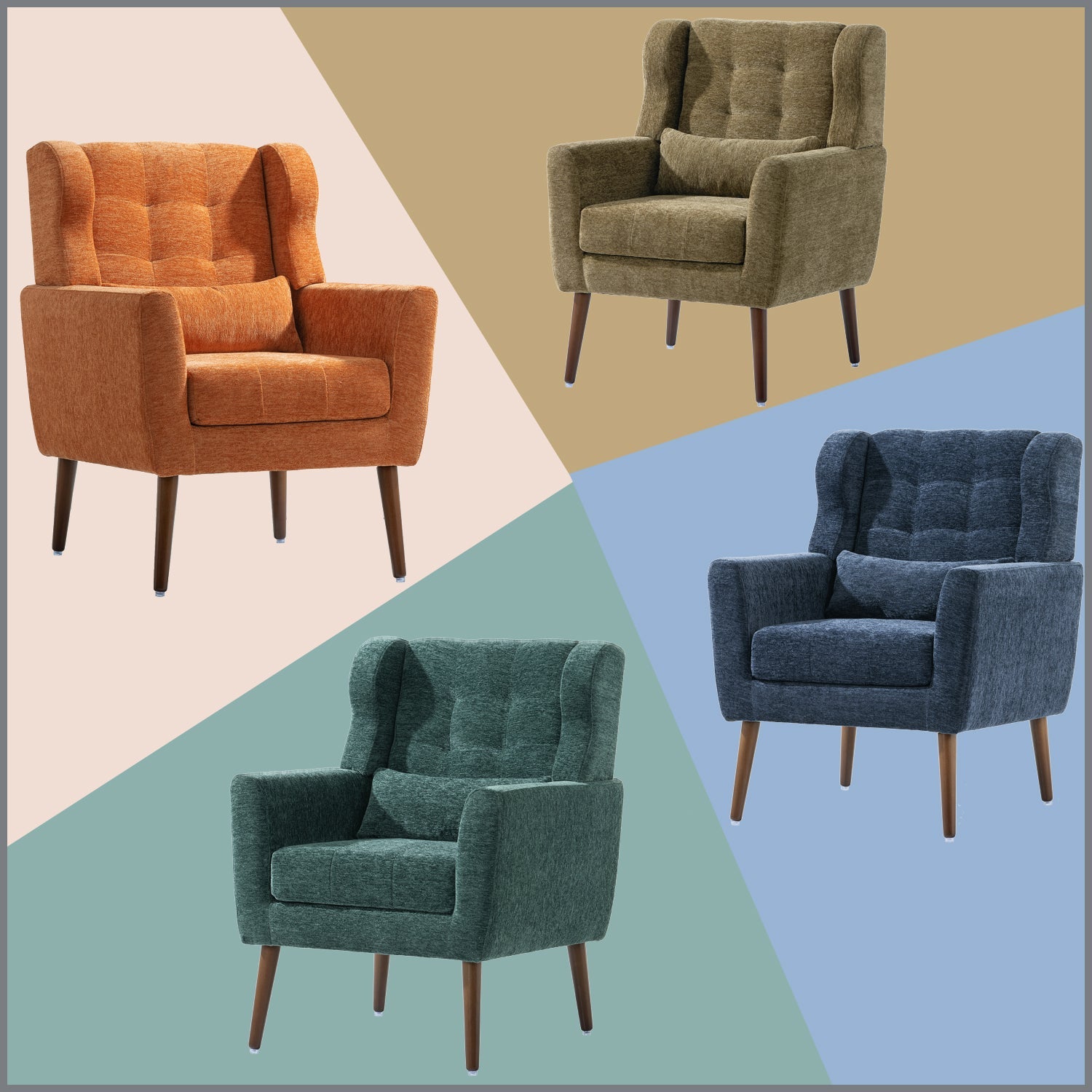 Modern Accent Chair Upholstered Foam Filled Living Room Chairs Comfy Reading Chair Mid Century Modern Chair (Blackish Green)