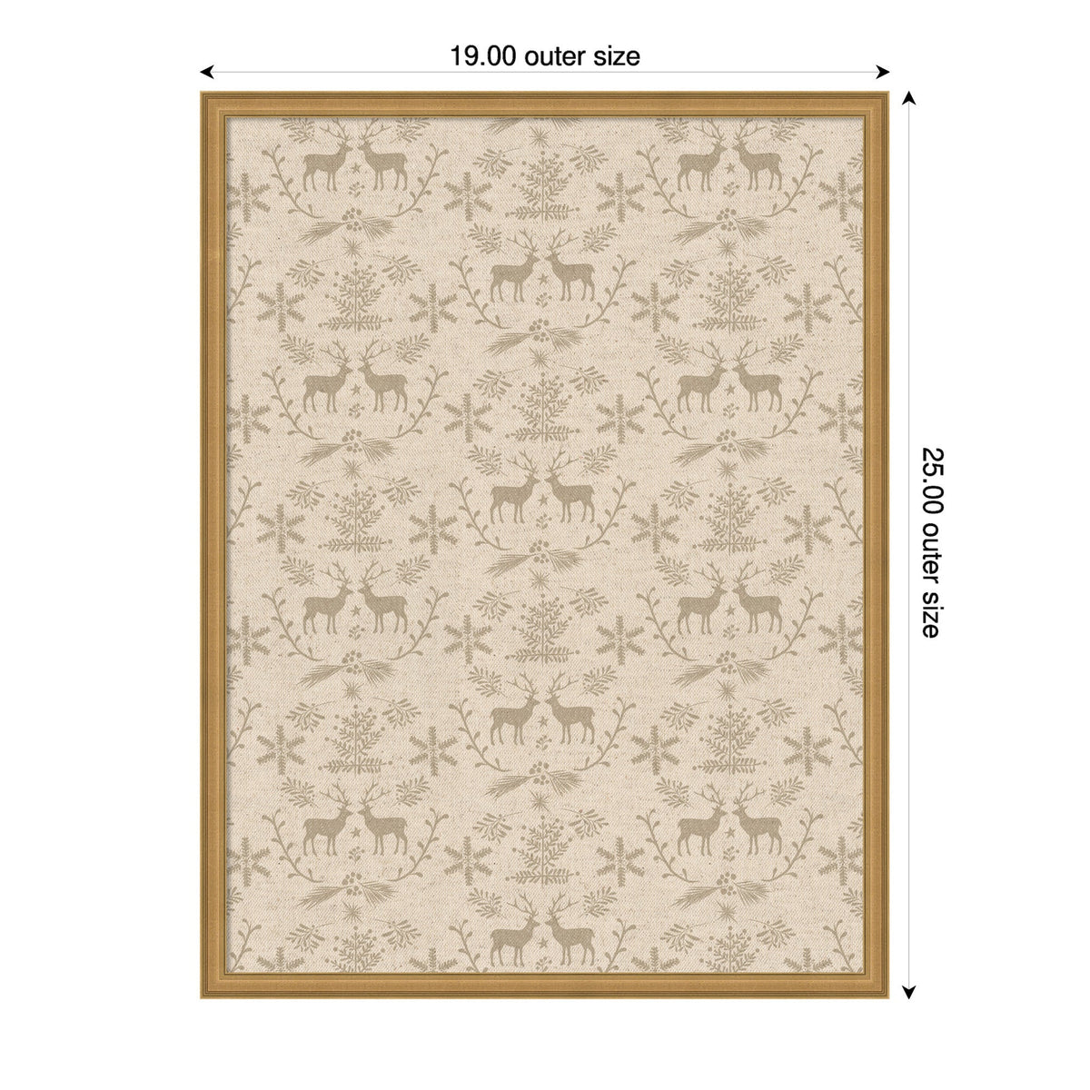 Framed Fabric Pinboard Reindeer Linen Printed Bulletin Board