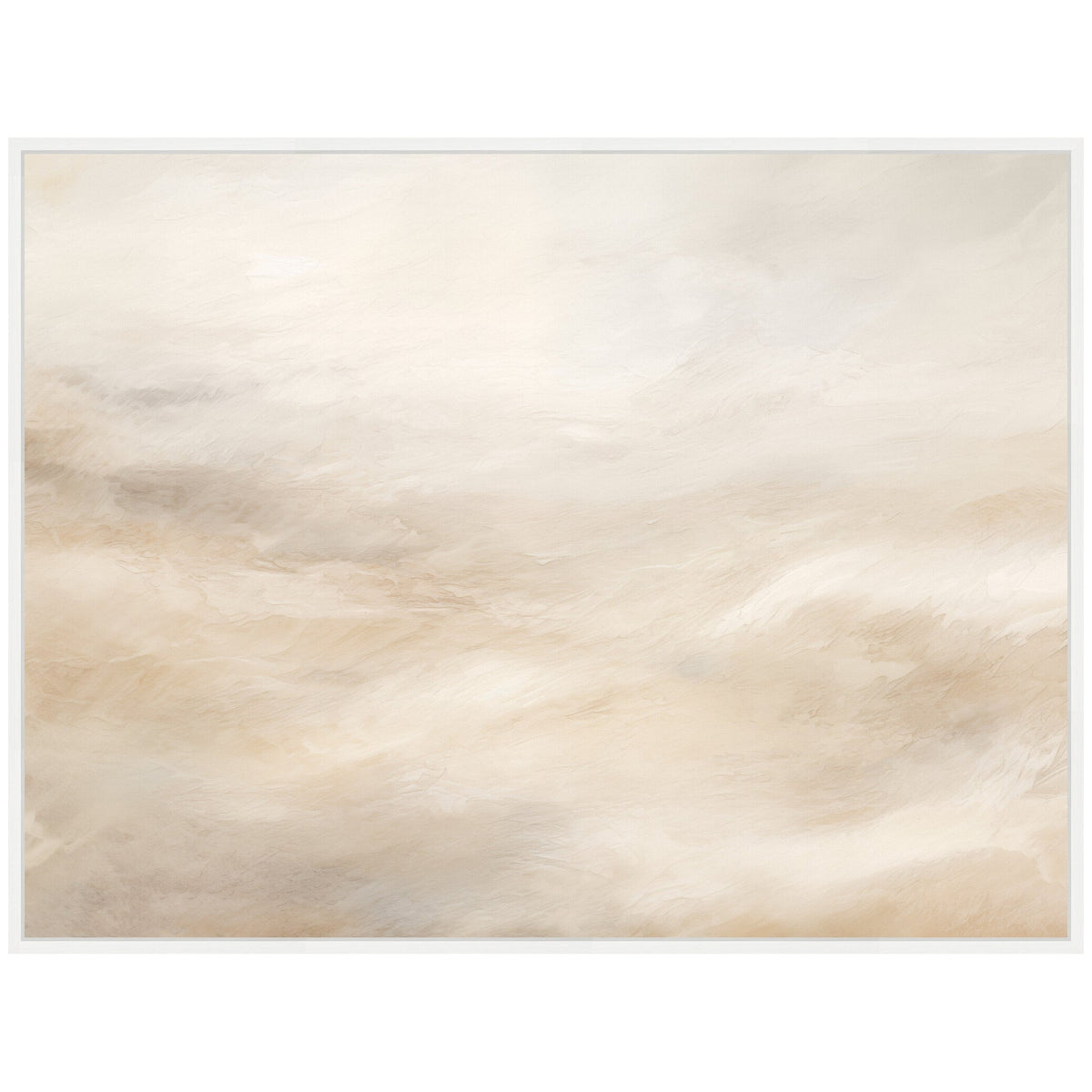Sylvie Tonal Abstract Textural White and Beige Light Natural Neutrals Horizontal Framed Canvas by The Creative Bunch Studio
