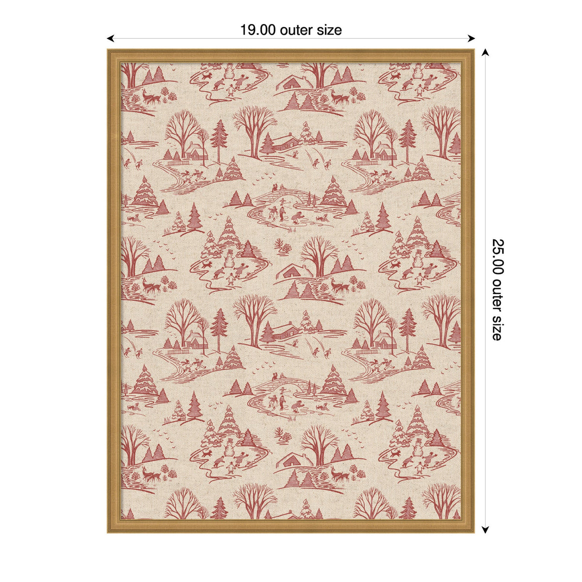 Kate and Laurel Framed Fabric Pinboard Wonderland Red Toile