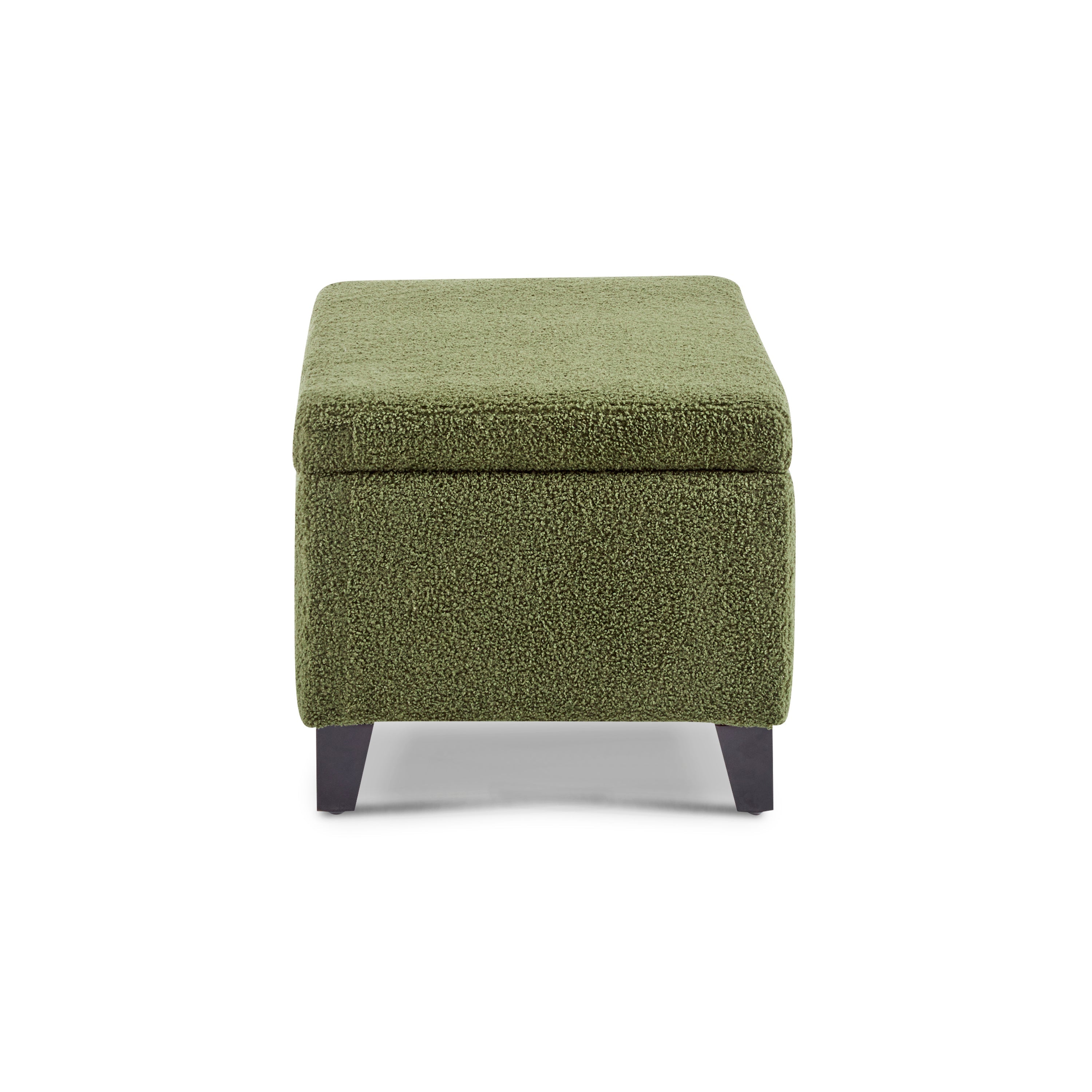 Storage Ottoman with Flip-Top Lid, Easy Assembly, Boucle Fabric & Rubber Wood Legs