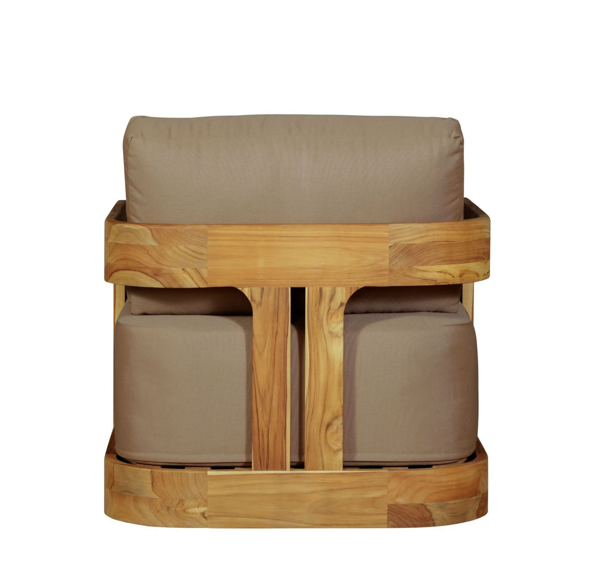 Paradiso Outdoor Solid Teak Wood Revolving Chair - Light Brown Fabric