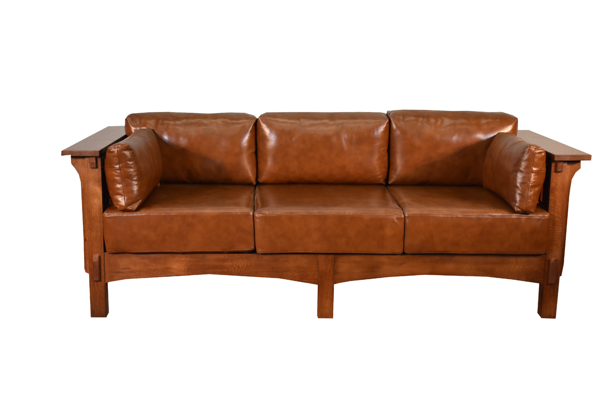 Mission Crofter Sofa - Solid Quarter Sawn Oak and Leather Cushions