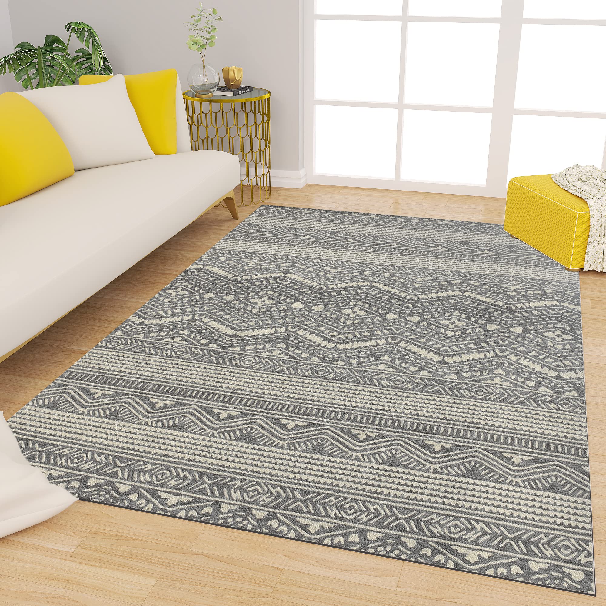 Premium Hand-Tufted Rug Made of 100% Wool - Midnight Mist - 4x6 Feet