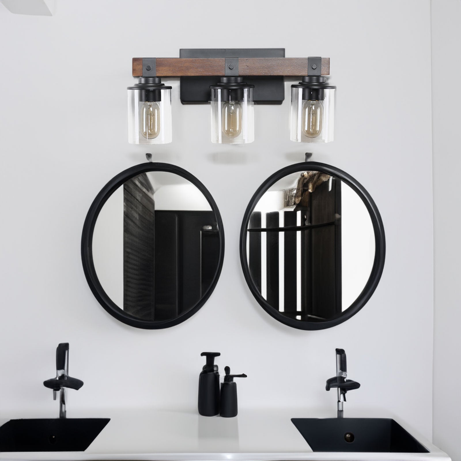 3-Lights Farmhouse Vanity Lights Fixture Rustic Bathroom Light Fixture Bathroom