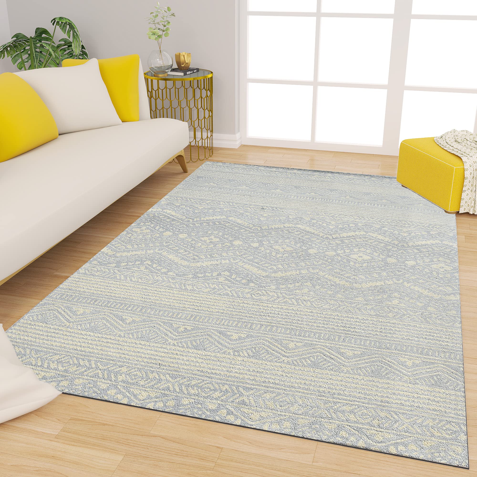 Premium Hand-Tufted Rug Made of 100% Wool - Morning Mist - 5x8 Feet