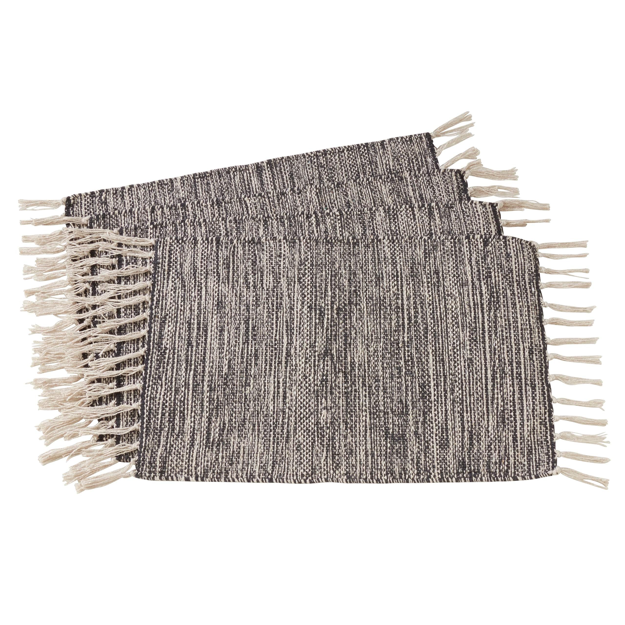 Classic Black Tassel Cotton Placemats, Set of 4