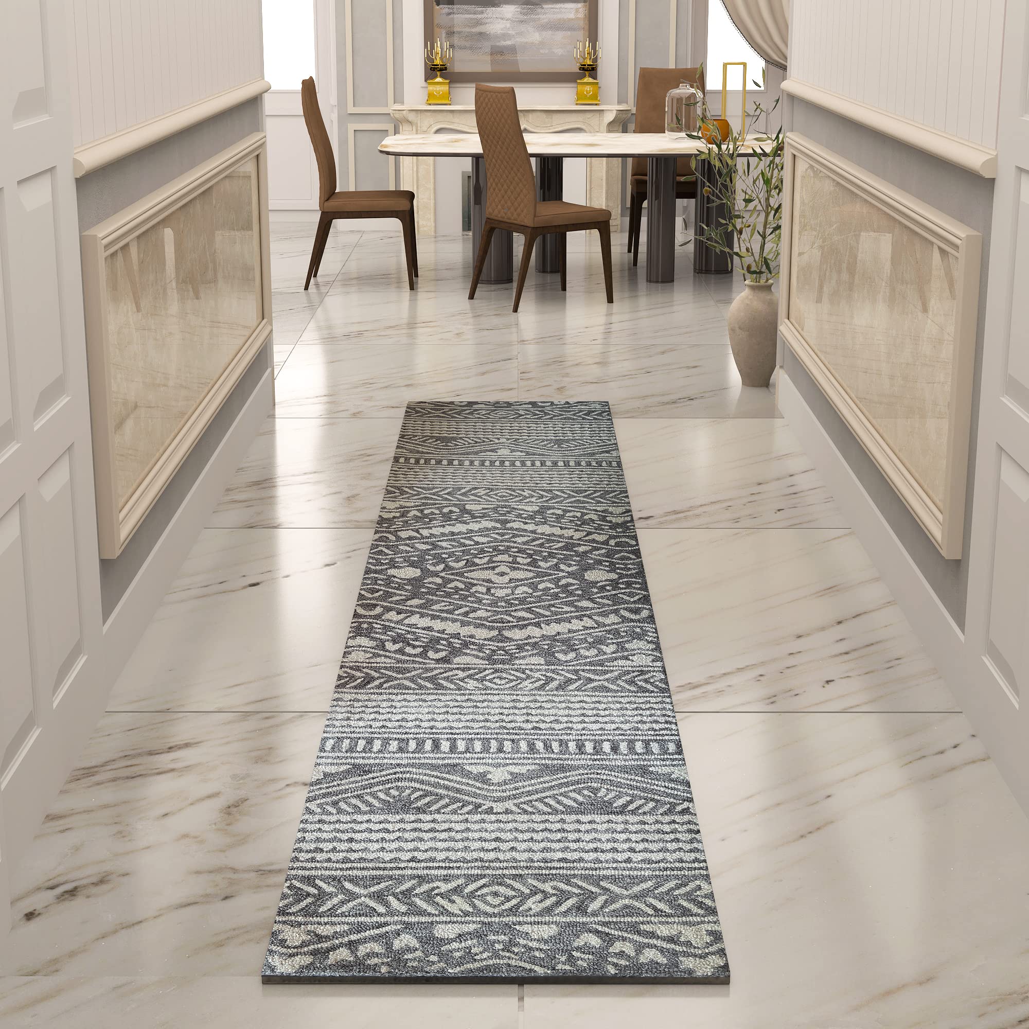 Premium Hand-Tufted Rug Made of 100% Wool - Midnight Mist - 2x6 Feet
