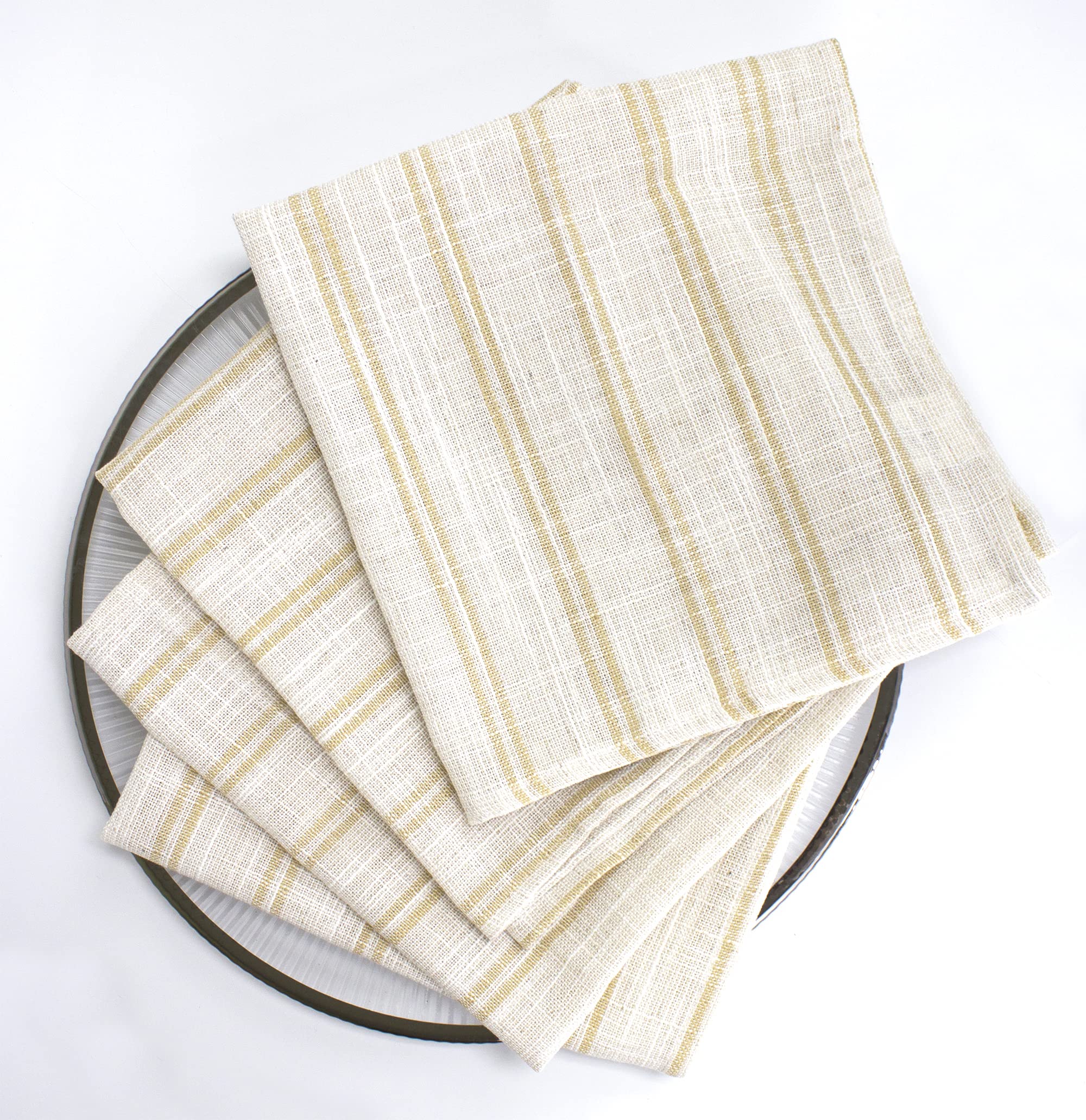 Fennco Styles Modern Striped Linen Blend Table Runner 16" W x 54" L - Beige Woven Table Cover for Home Décor, Dining Table, Banquets, Family Gathering and Special Events
