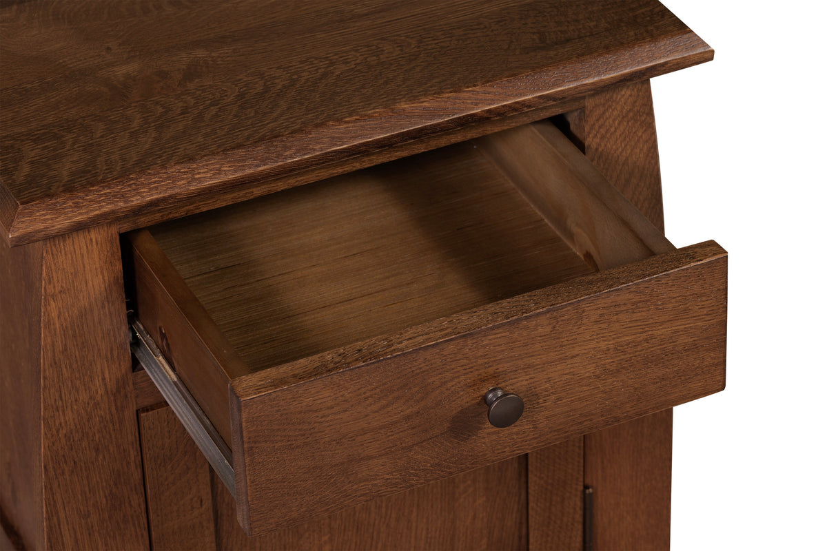 Mission White Oak 1 Drawer 1 Door Inlay End Table - Walnut stain