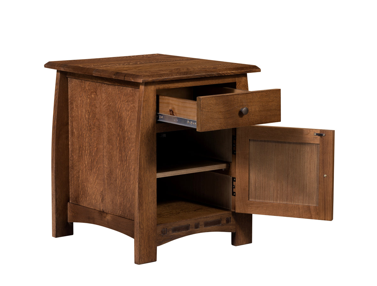Mission White Oak 1 Drawer 1 Door Inlay End Table - Walnut stain