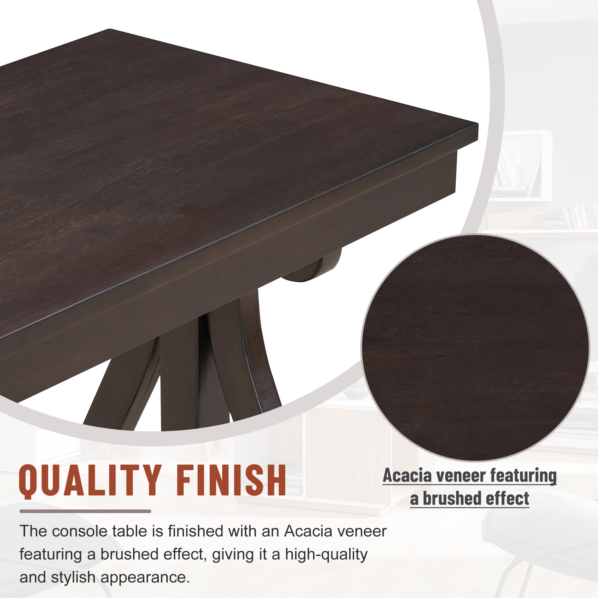 48-Inch Rustic Vintage Console Table --- Farmhouse Style Entryway Table with Open Shelf and Sturdy Construction (Espresso)