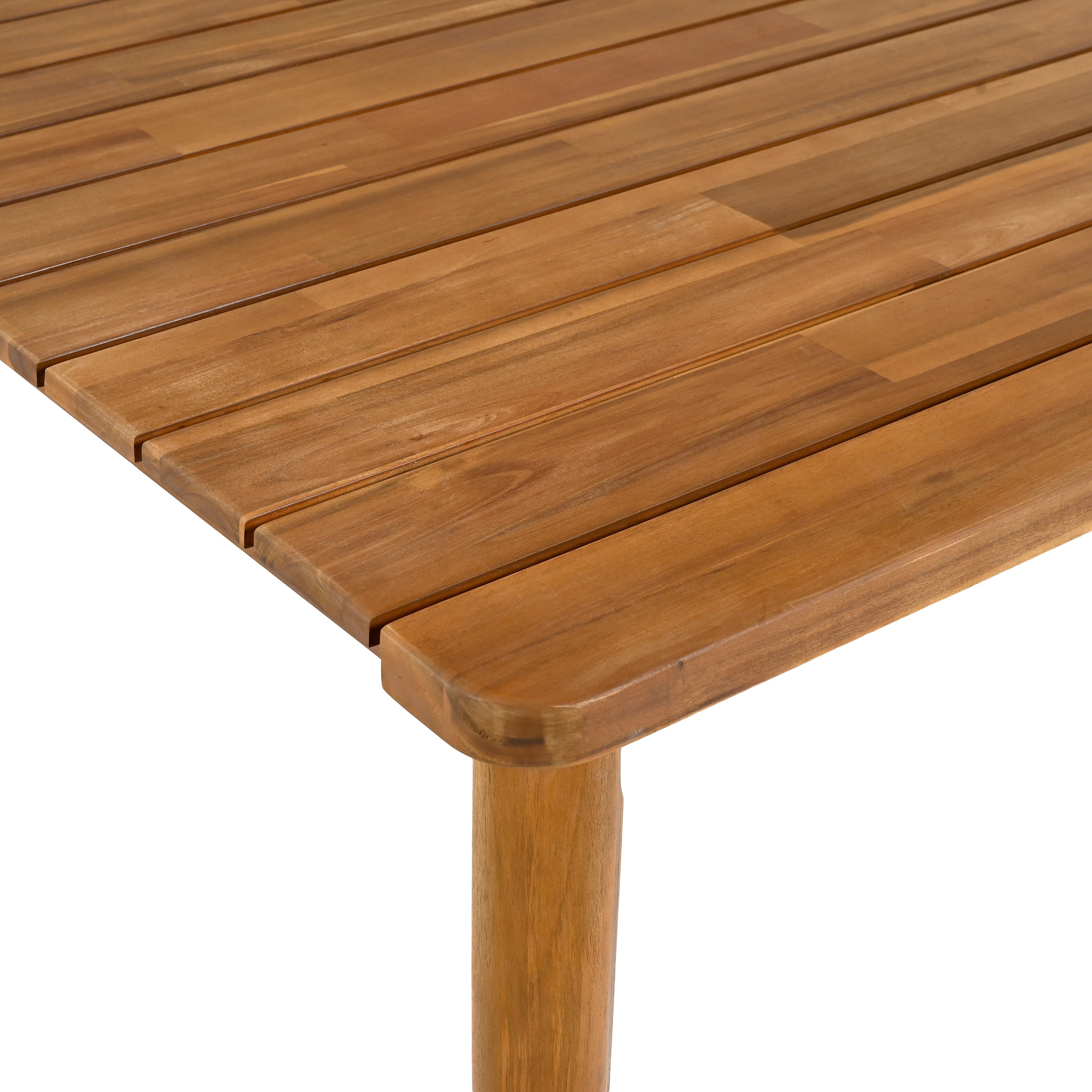 Outdoor Dining Set with Acacia Wood Table and 4 Chairs, Beige