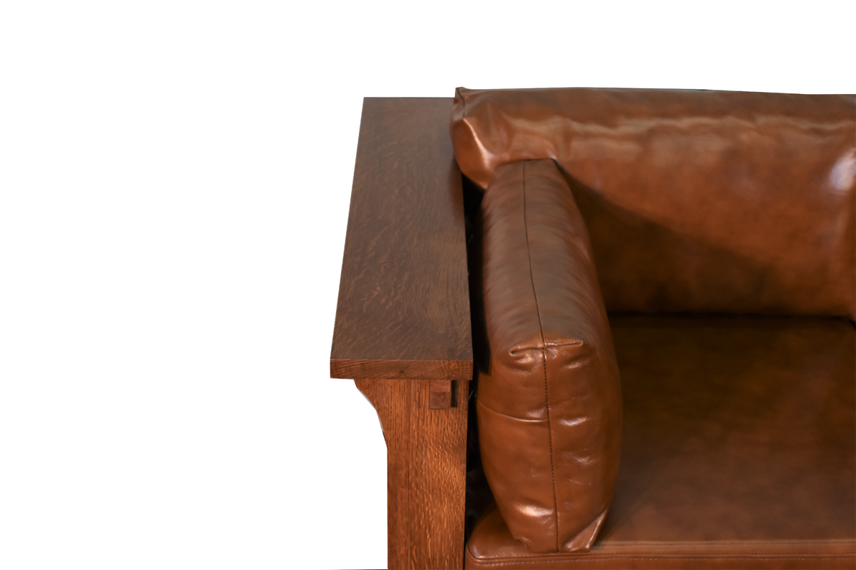 Mission Crofter Sofa - Solid Quarter Sawn Oak and Leather Cushions