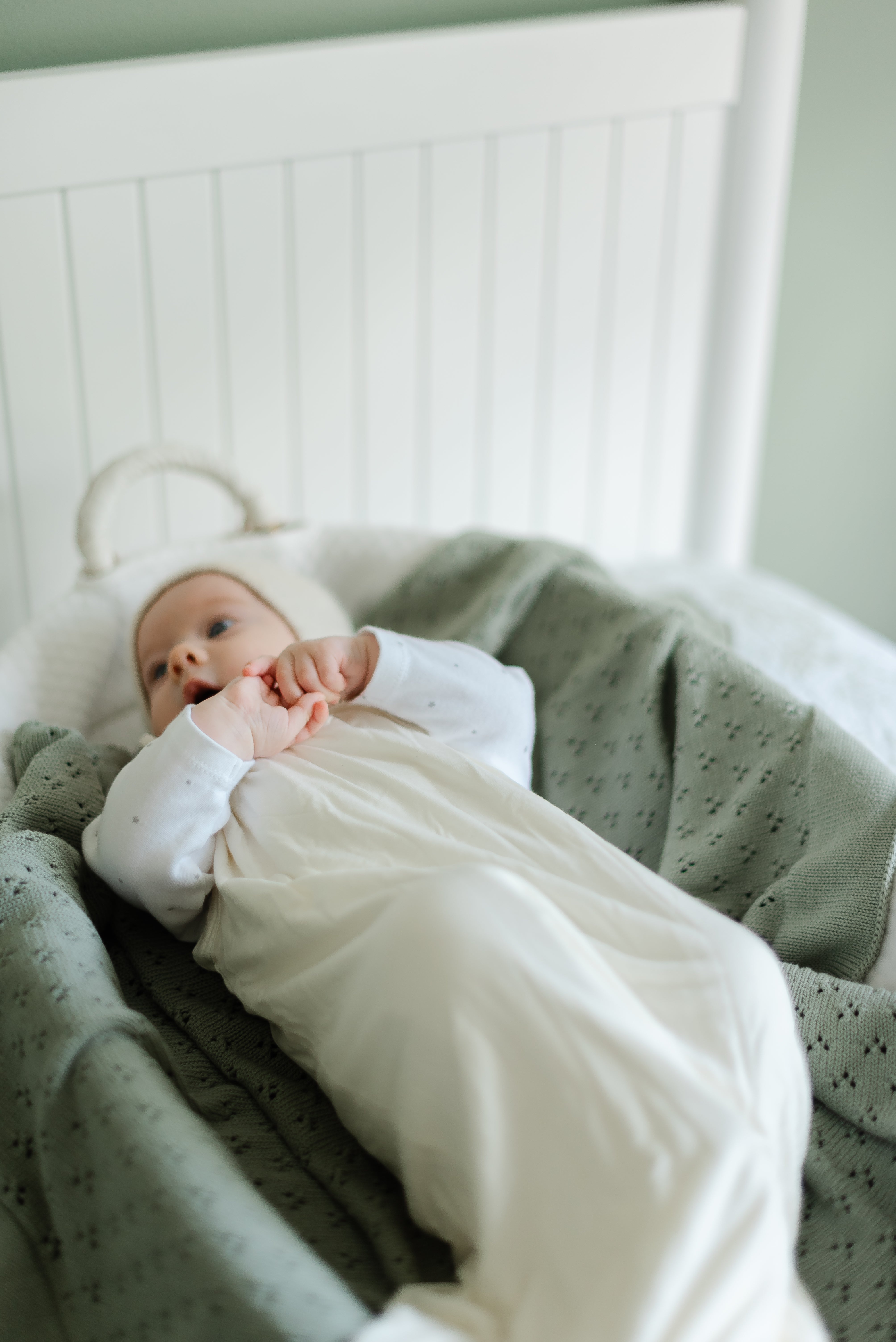 Mint Pointelle Knit Blanket