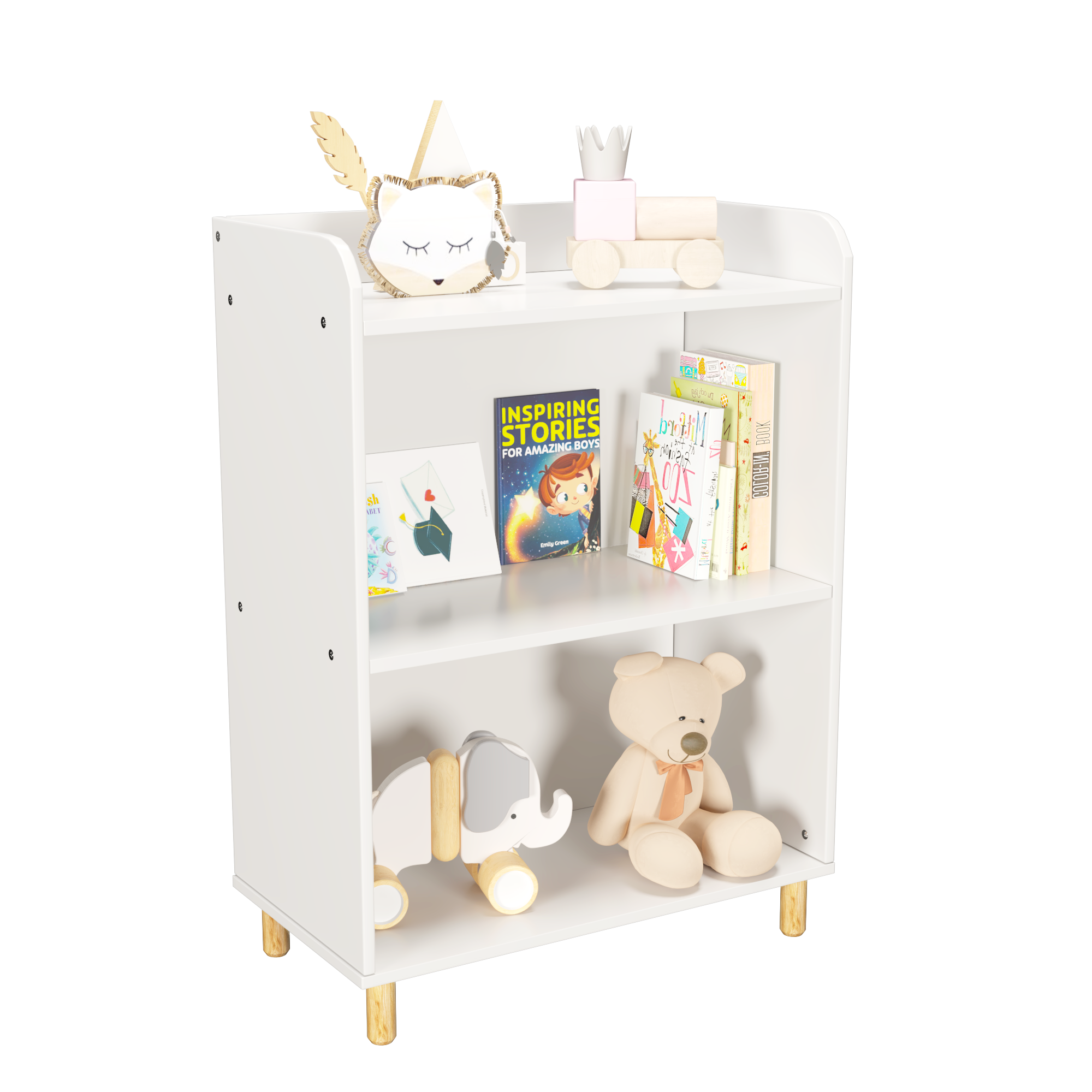 Kids 3-Tier Bookcase Children's Book Display Bookshelf Toy Storage Cabinet Organizer for Children's Room