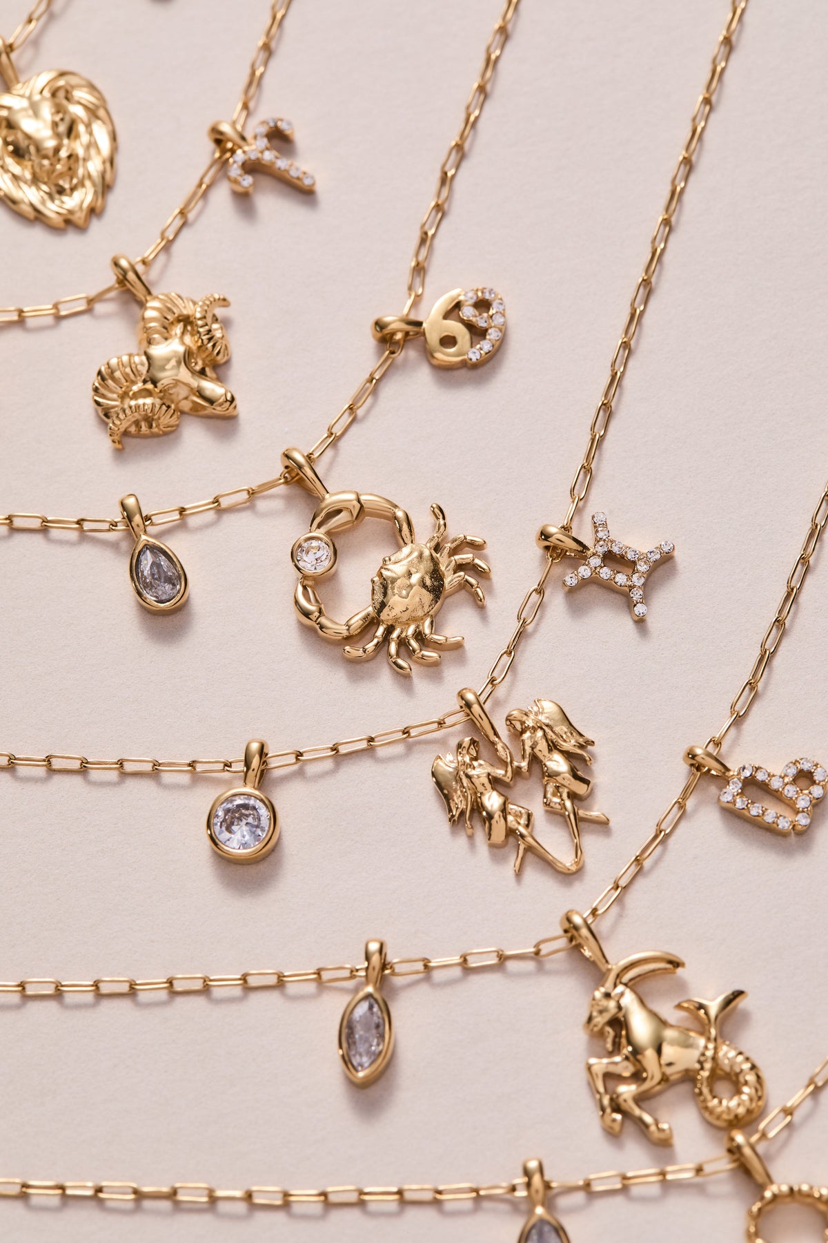 Capricorn Zodiac Charm Cluster Necklace