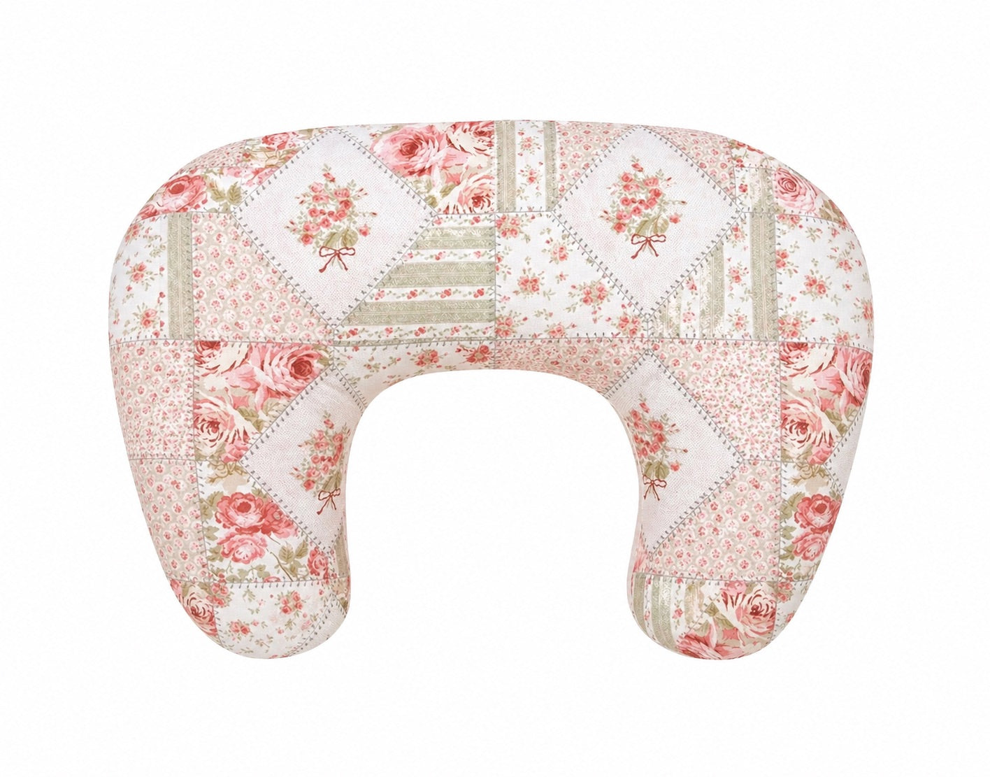 Pink Green Patchwork Ruffle Nursing Pillow Cover