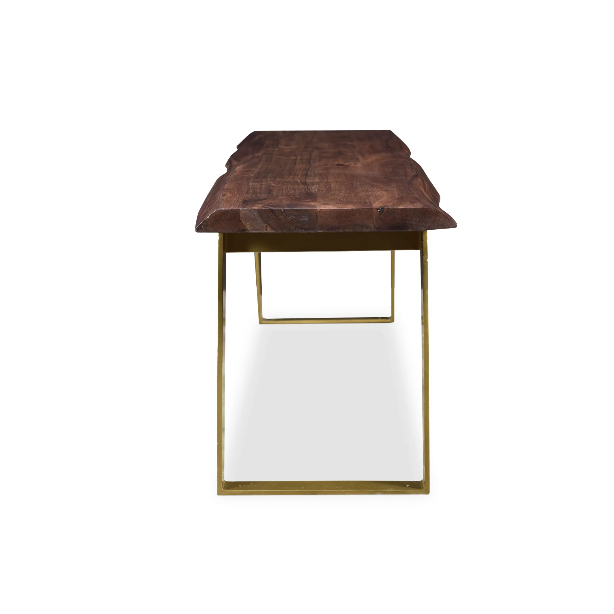 Sheesham Live Edge Gold Legs Bench