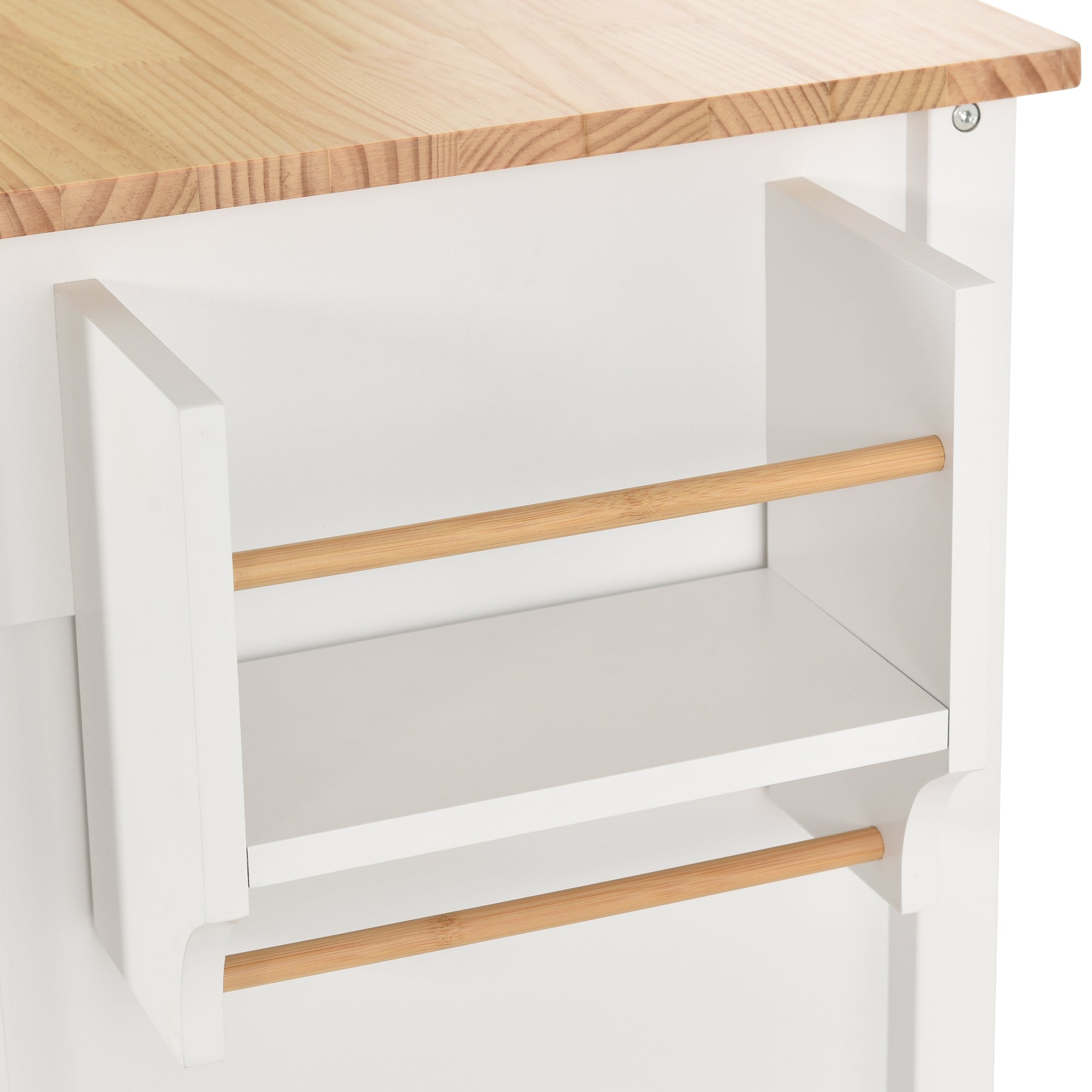 Kitchen Island Cart with Solid Wood Top and Locking Wheels 54.3 Inch Width (White)