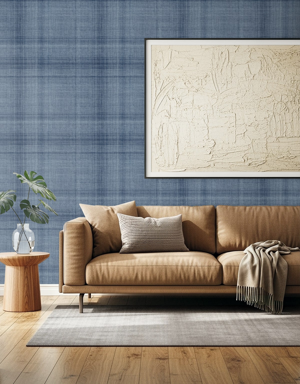 Bali Tropical Oasis Faux Linen Embossed Vinyl Unpasted Wallpaper